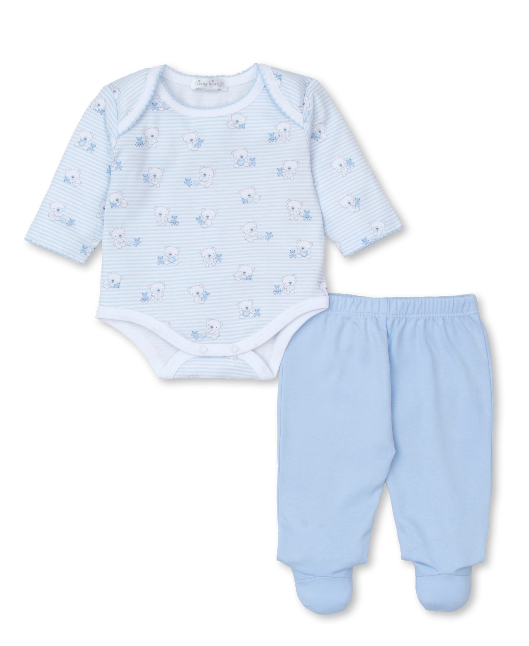 Beary Best Friends Blue Footed Pant Set