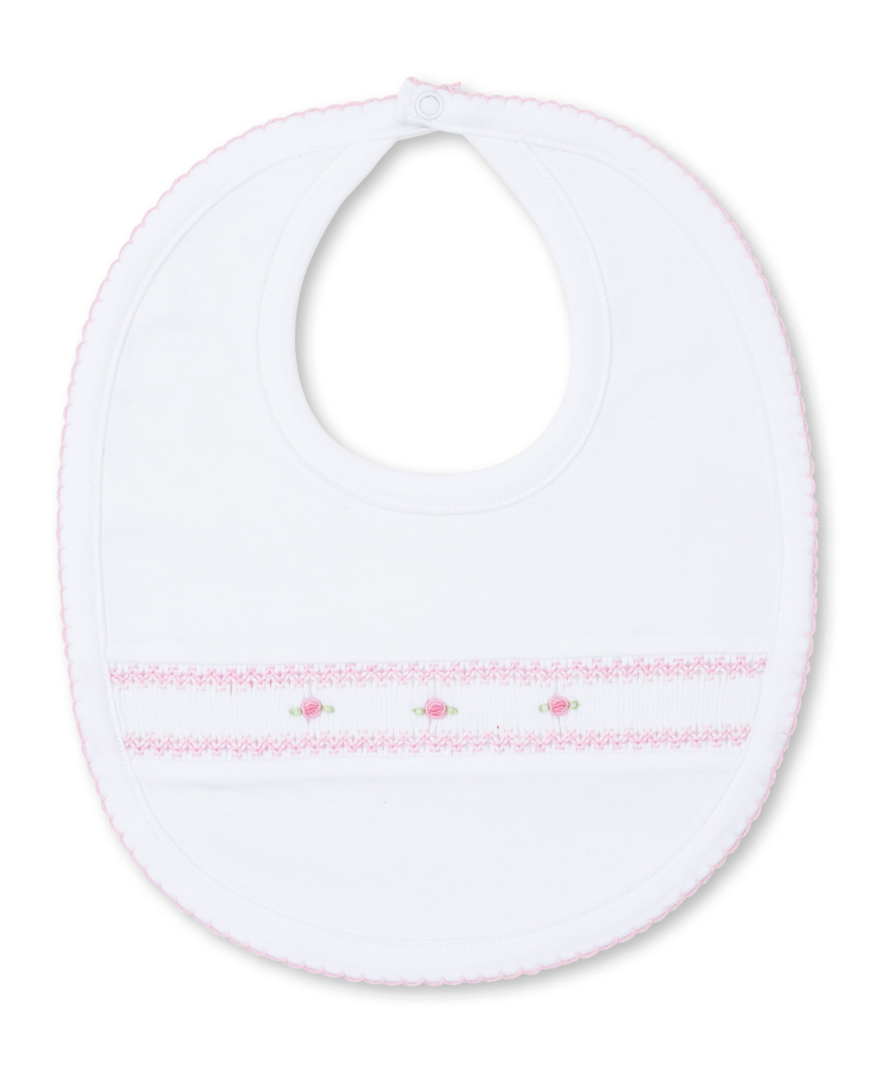 CLB Fall Bishop 24 White/Pink Hand Smocked Bib