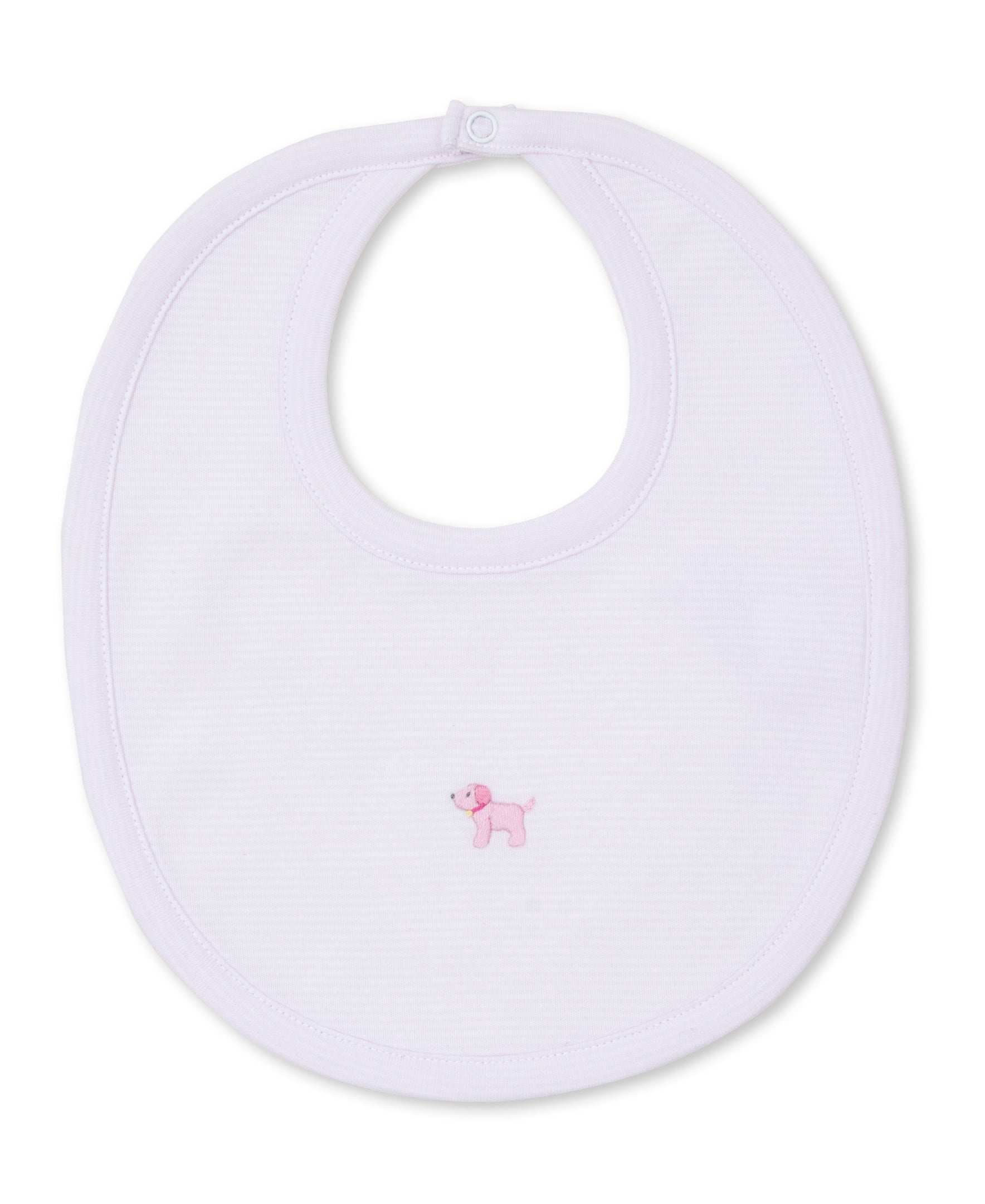 Premier Puppies Hand Emb. Pink Stripe Bib