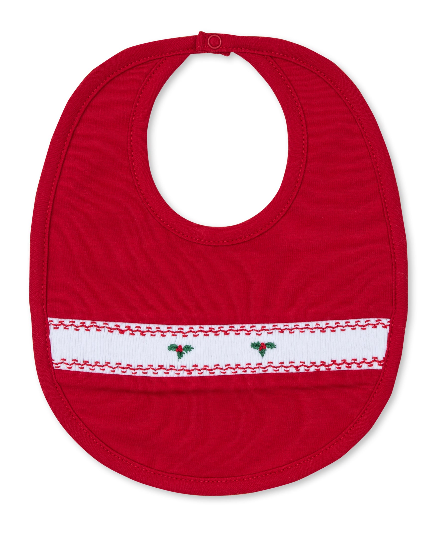 CLB Holiday Medley 24 Red Hand Smocked Mistletoe Bib - Kissy Kissy