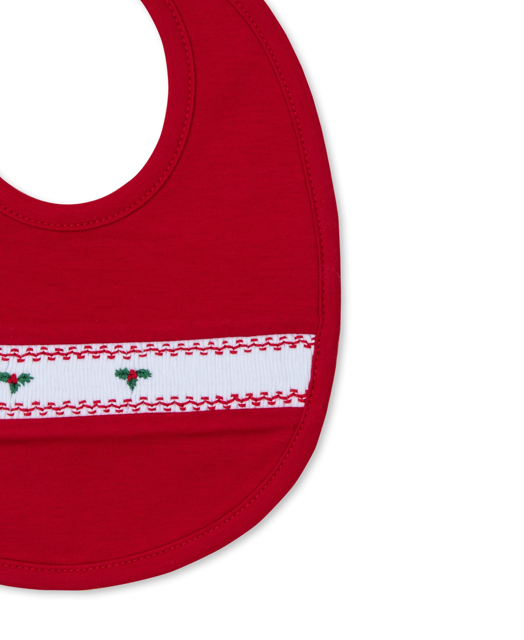 CLB Holiday Medley 24 Red Hand Smocked Mistletoe Bib - Kissy Kissy