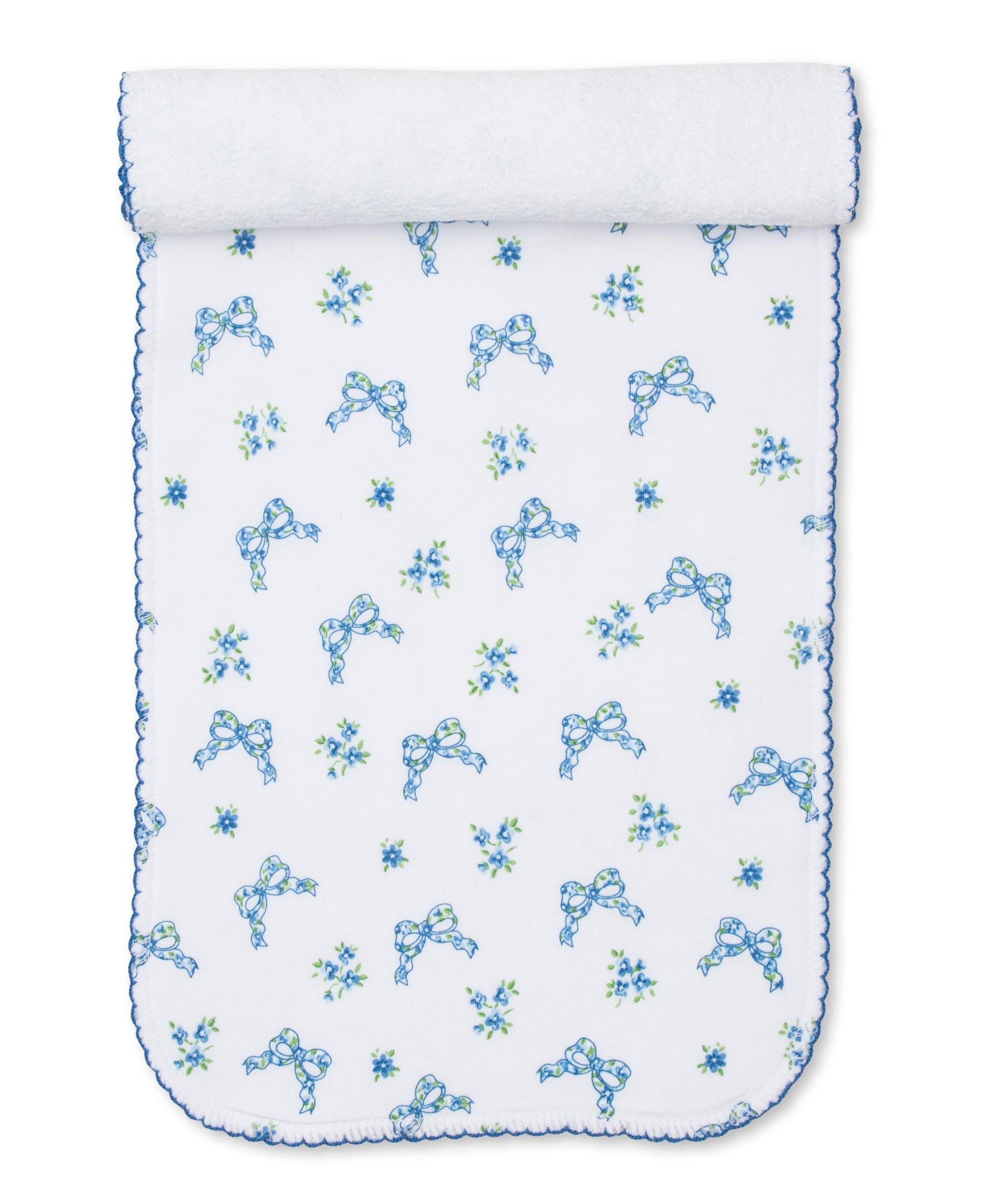 Blooming Bows Blue Burp Cloth