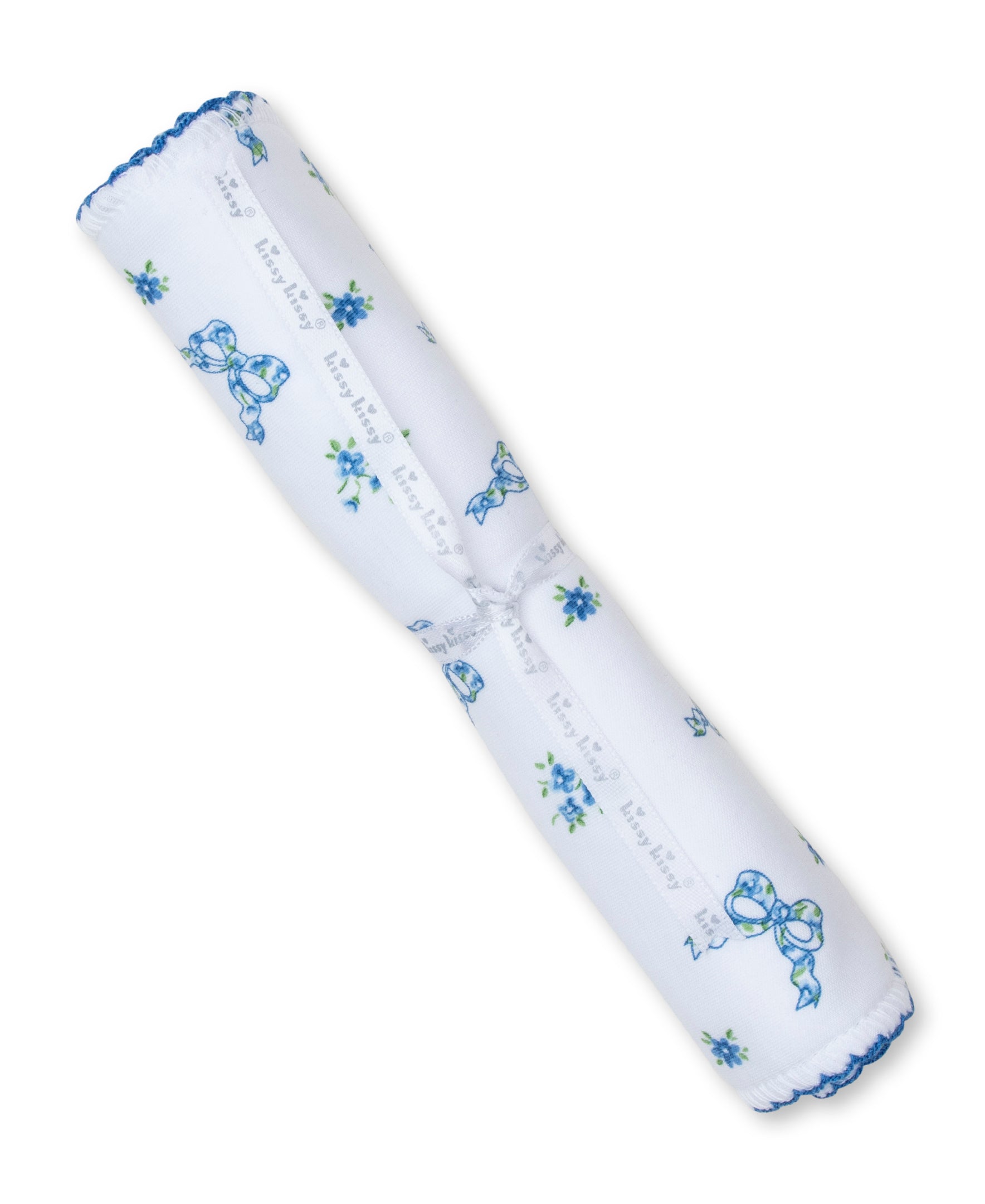 Blooming Bows Blue Burp Cloth