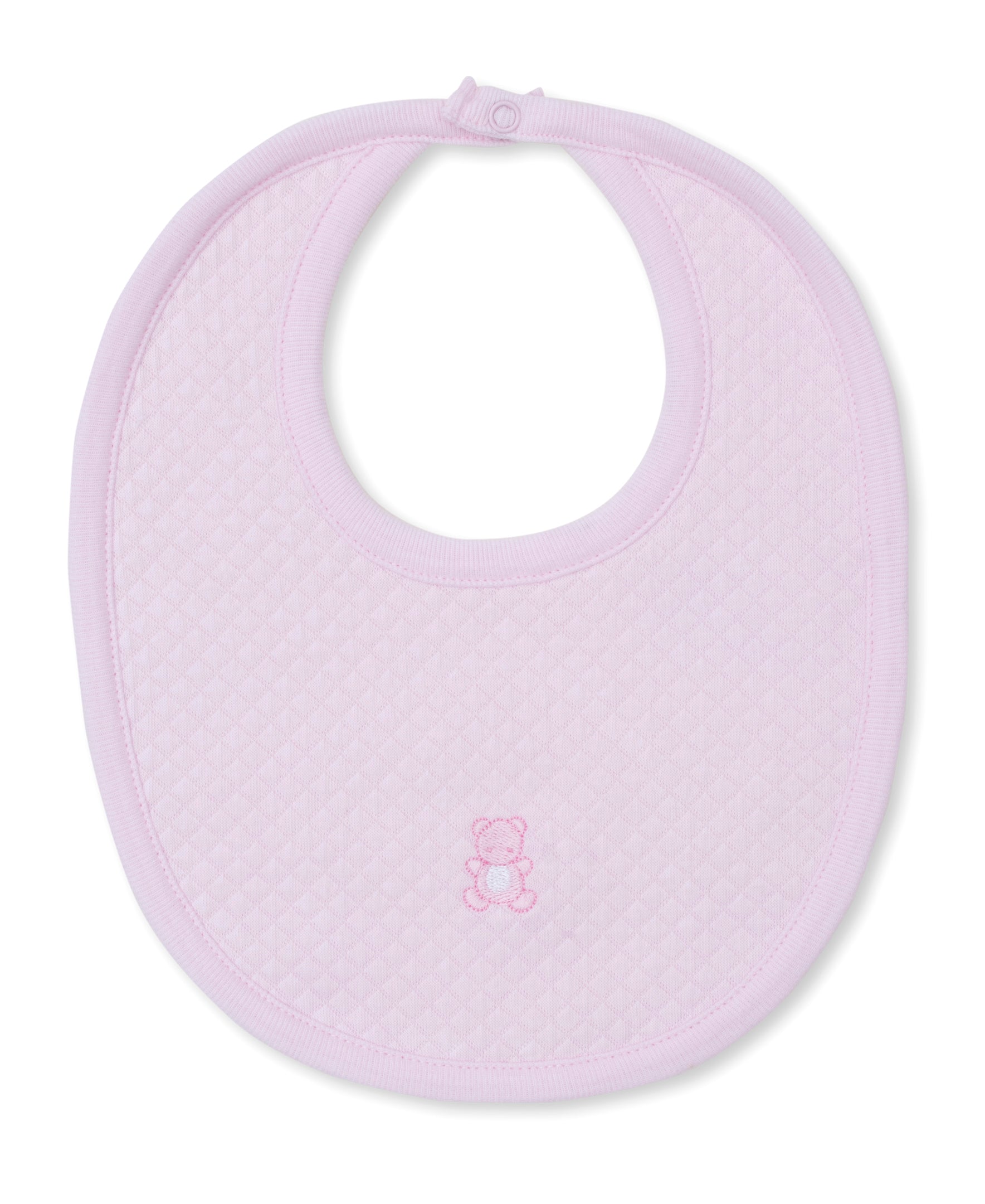 Baby Bear Cub Pink Jacquard Bib