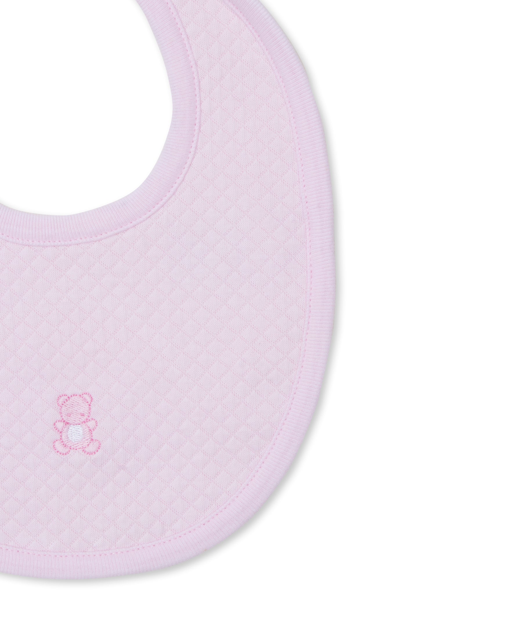 Baby Bear Cub Pink Jacquard Bib