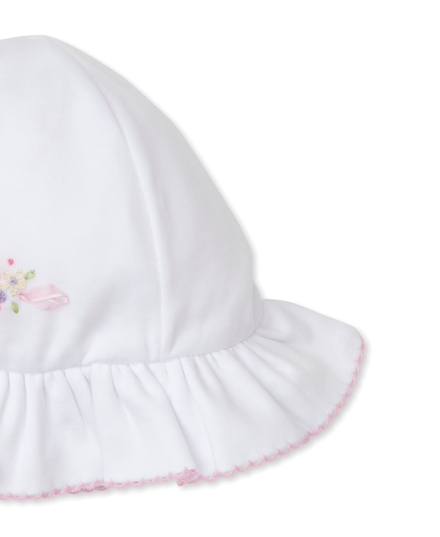 Hand Emb. Blooming Sprays White/Pink Floppy Hat