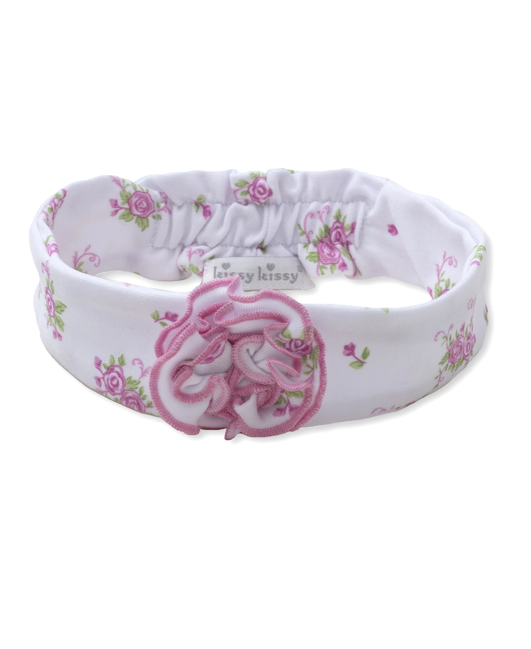 Pink Rose Scrolls White Headband - Kissy Kissy