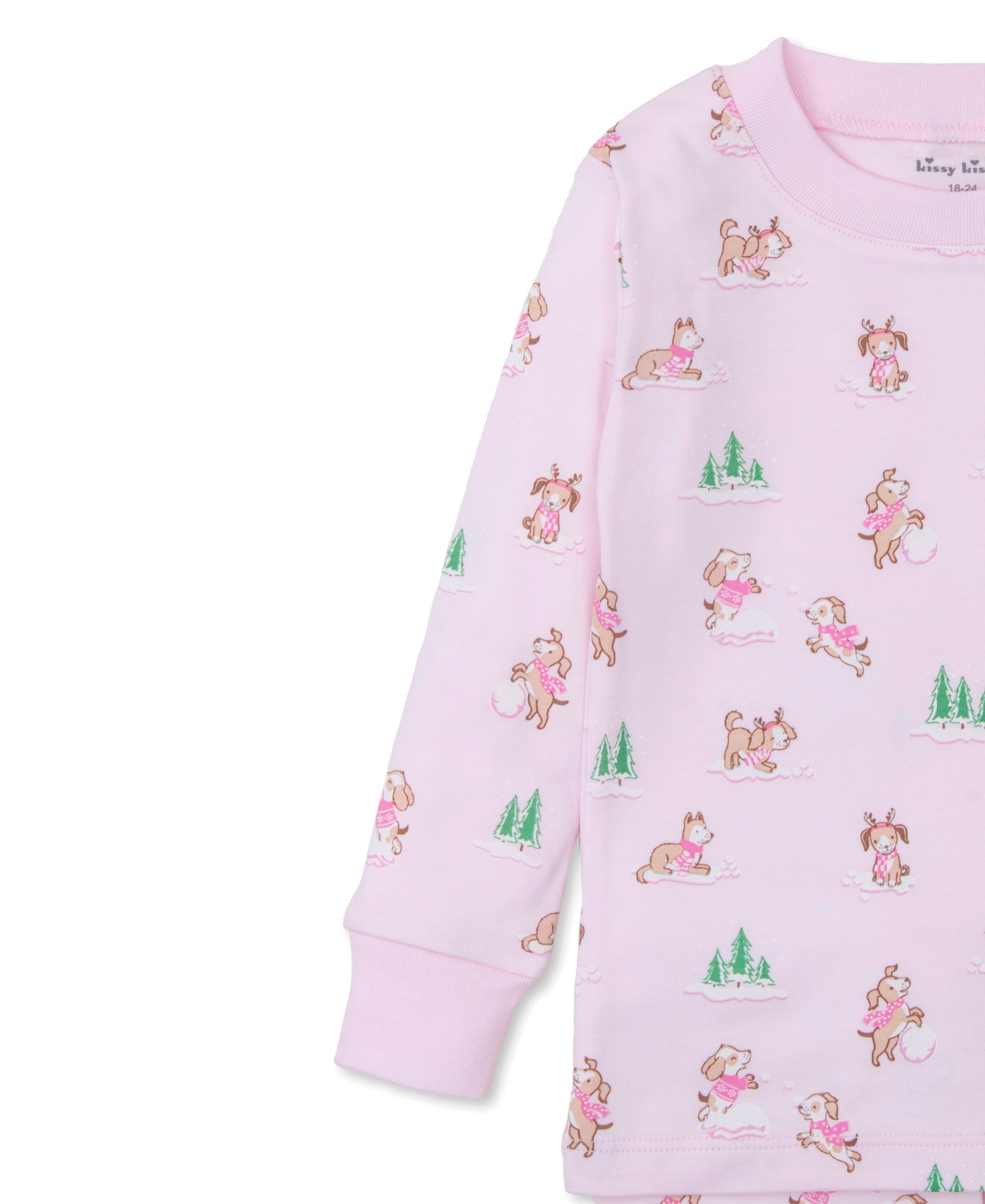 Puppy Snowball Pranks Pink Pajama Set - Kissy Kissy