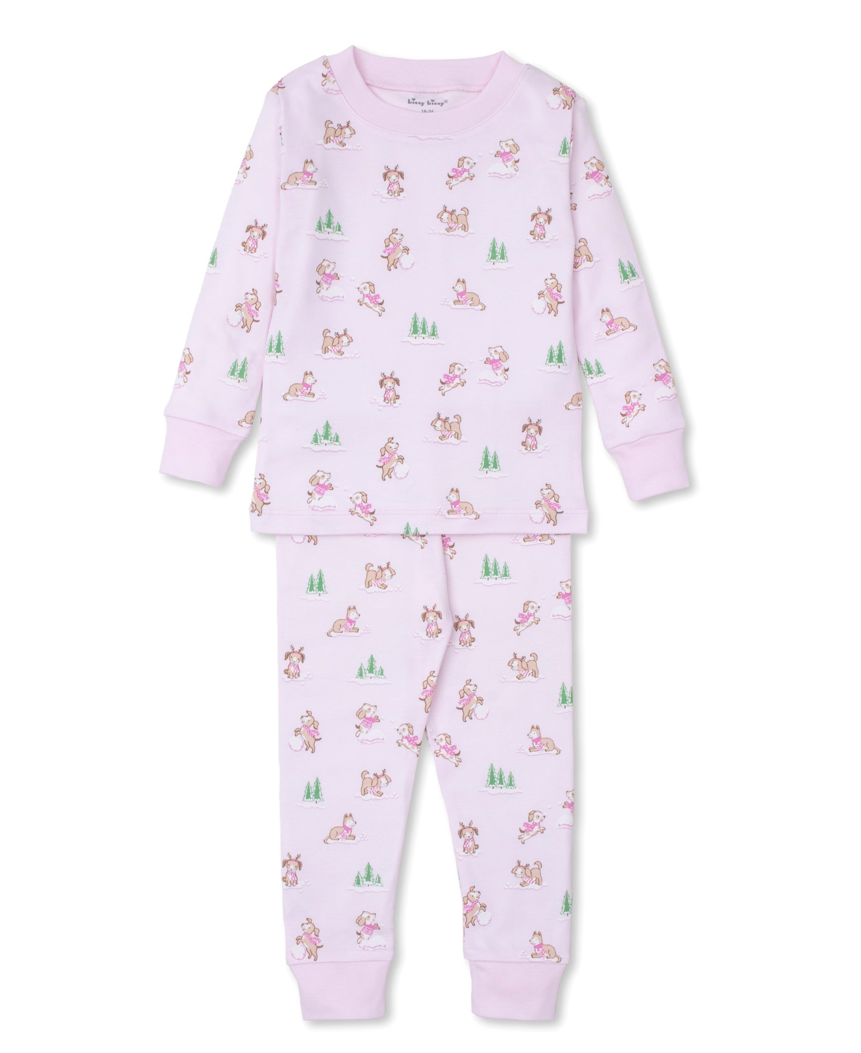 Puppy Snowball Pranks Pink Toddler Pajama Set - Kissy Kissy