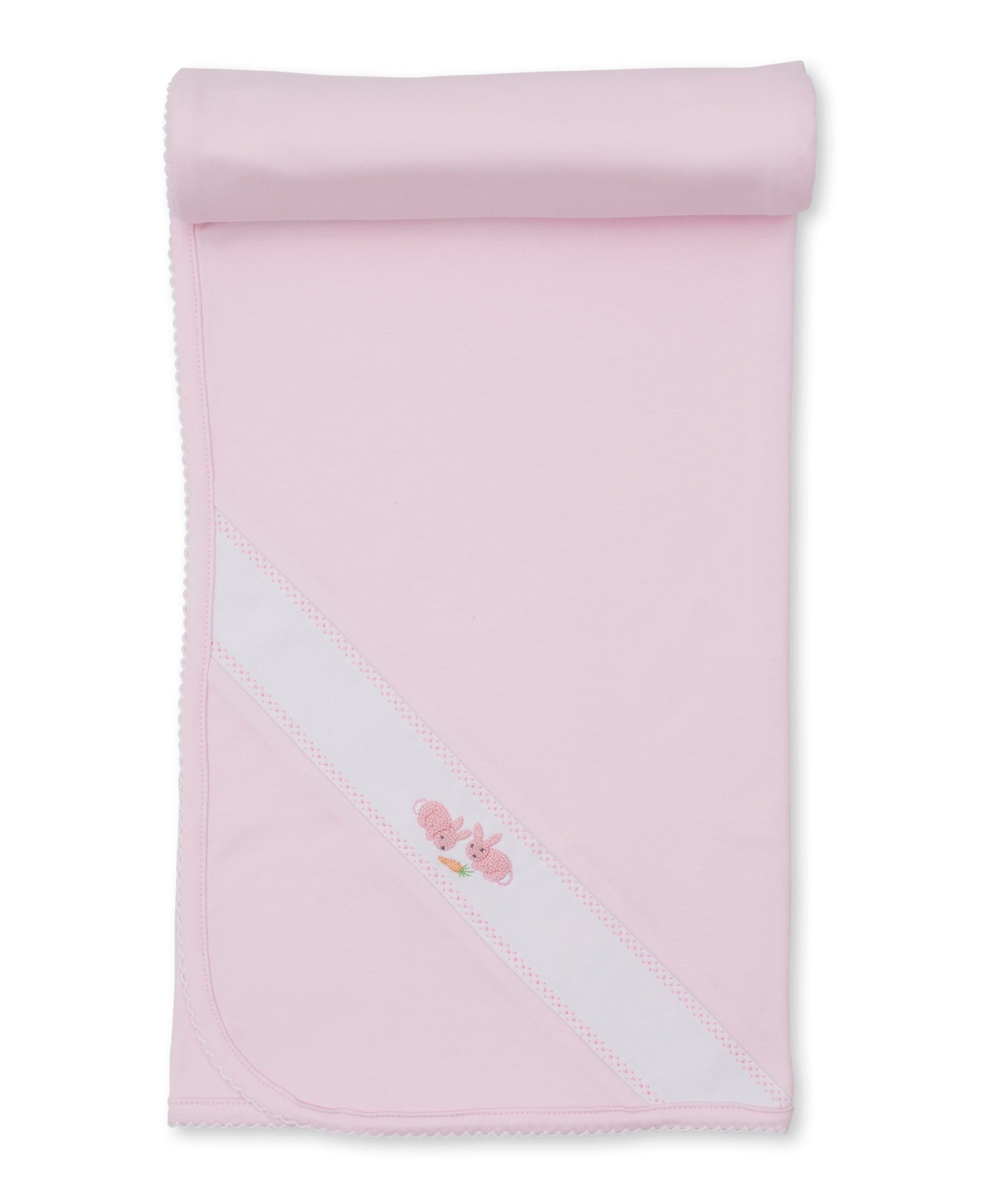 Premier Baby Bunny Patch Pink Hand Emb. Blanket - Kissy Kissy