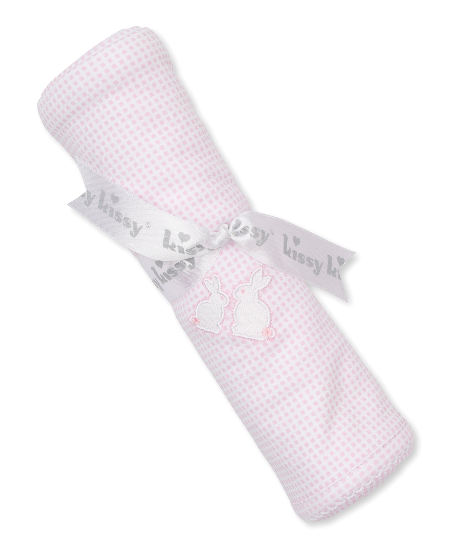 Pique Bunny Bash Pink Gingham Blanket - Kissy Kissy