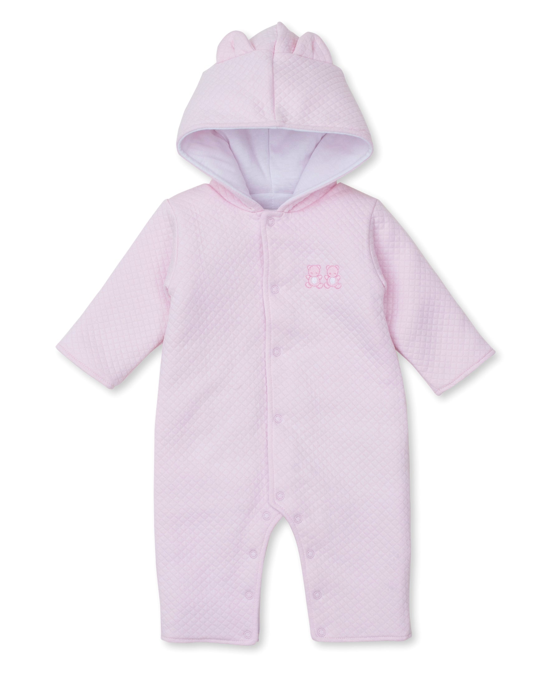 Baby Bear Cub Pink Jacquard Padded Playsuit