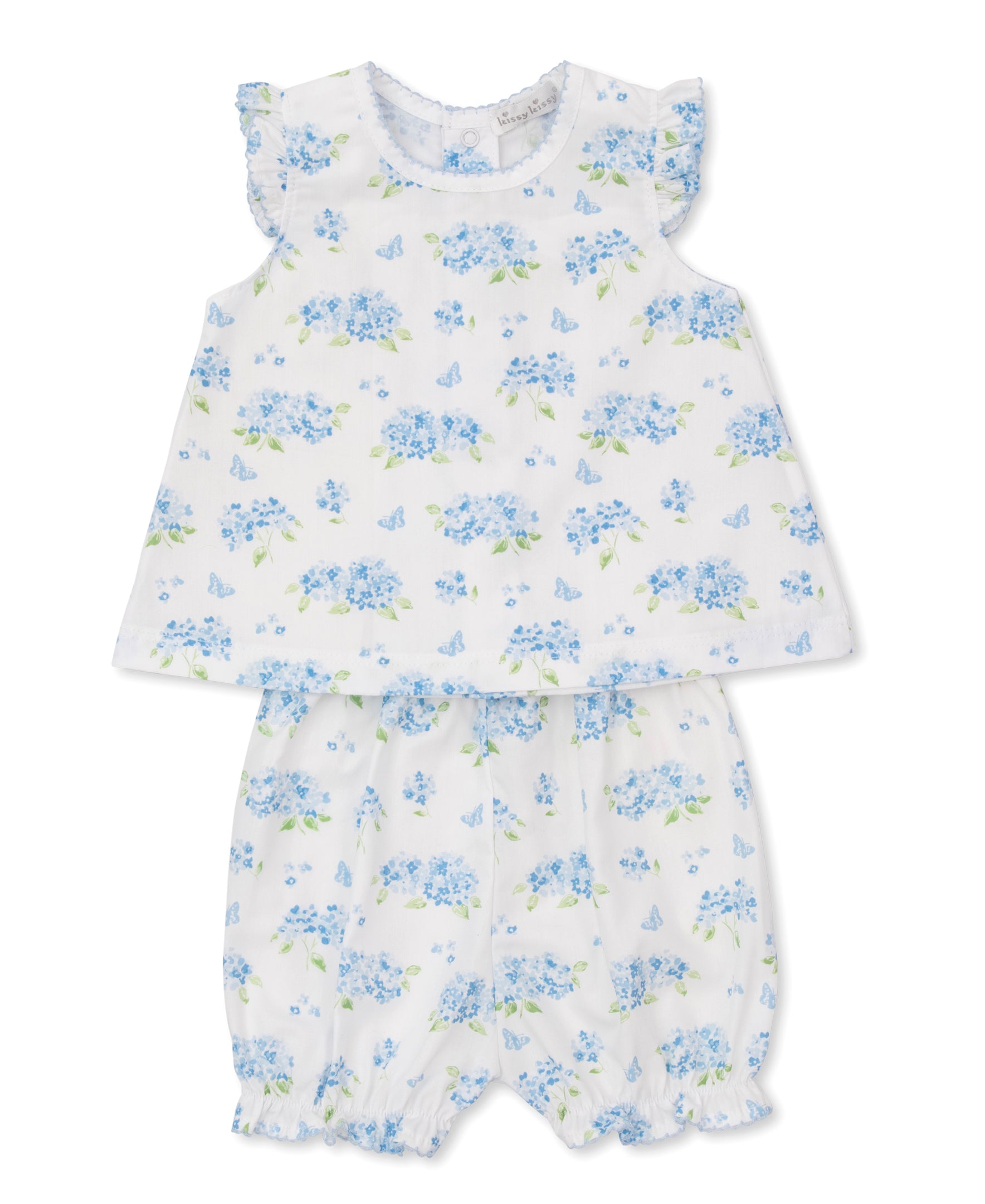 Heavenly Hydrangeas Blue Woven Sunsuit Set - Kissy Kissy