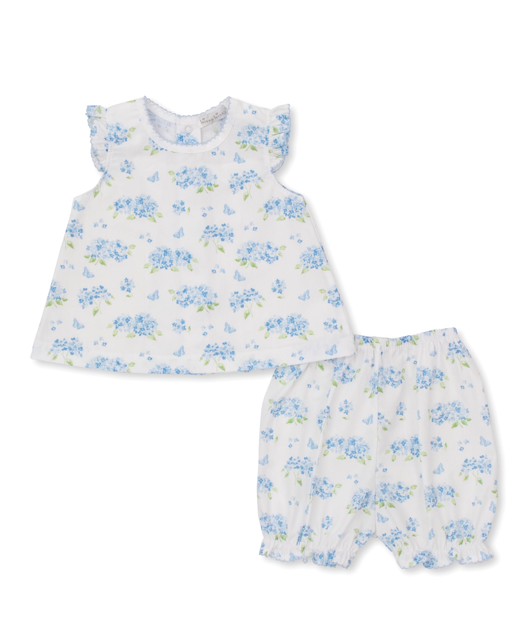 Heavenly Hydrangeas Blue Woven Sunsuit Set - Kissy Kissy