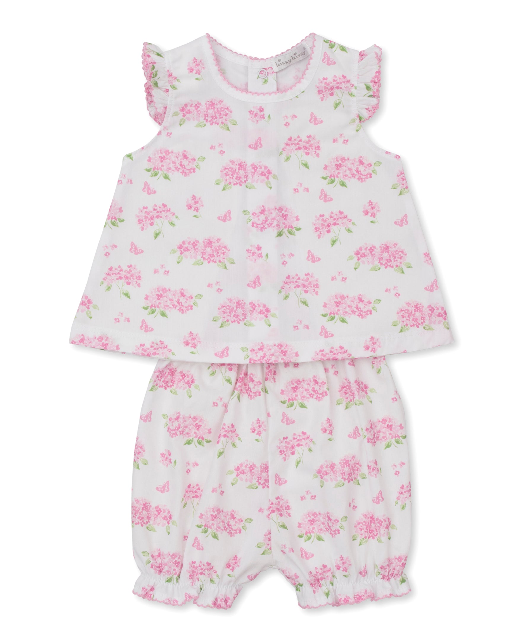 Heavenly Hydrangeas Pink Woven Sunsuit Set - Kissy Kissy