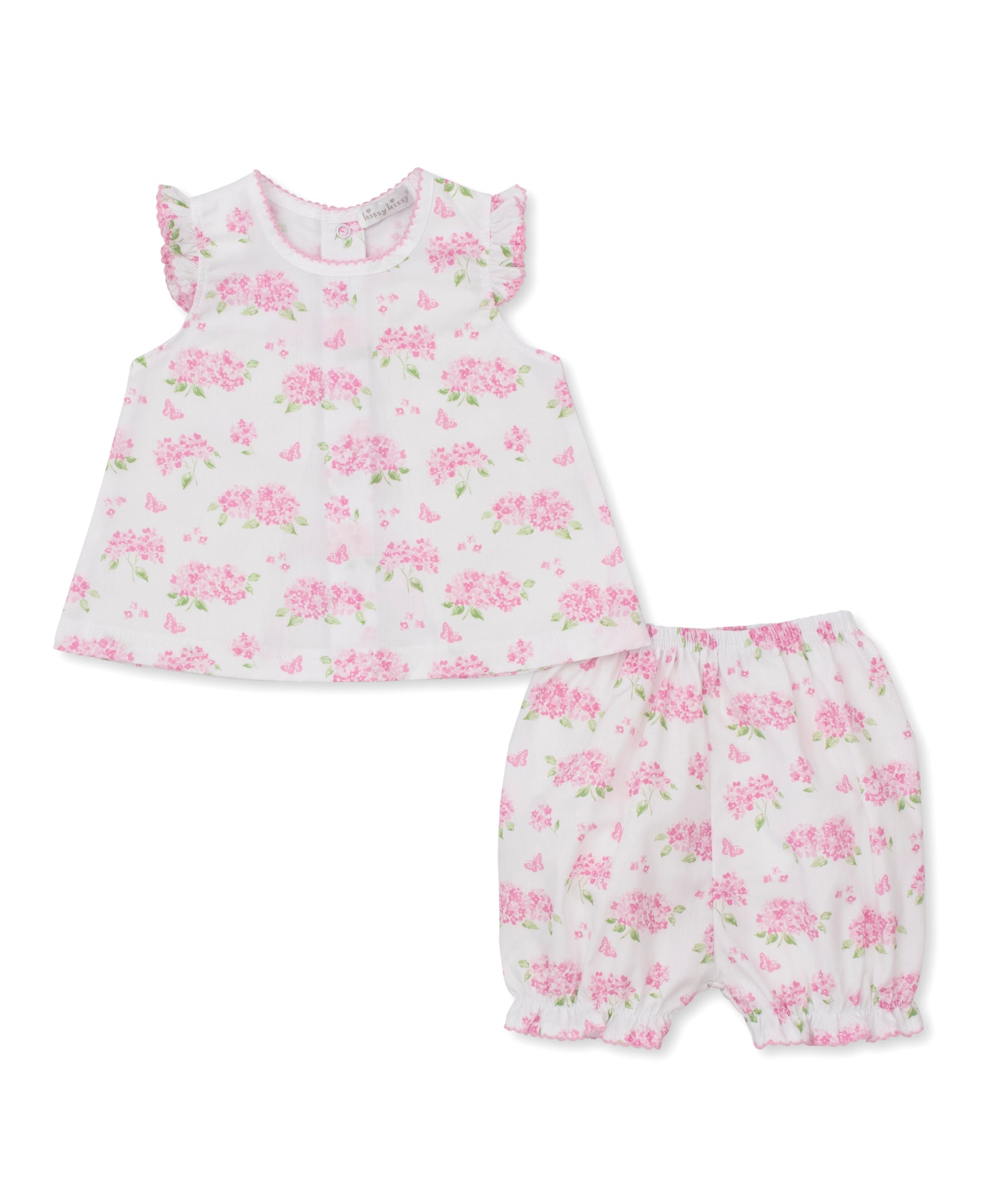 Heavenly Hydrangeas Pink Woven Sunsuit Set - Kissy Kissy