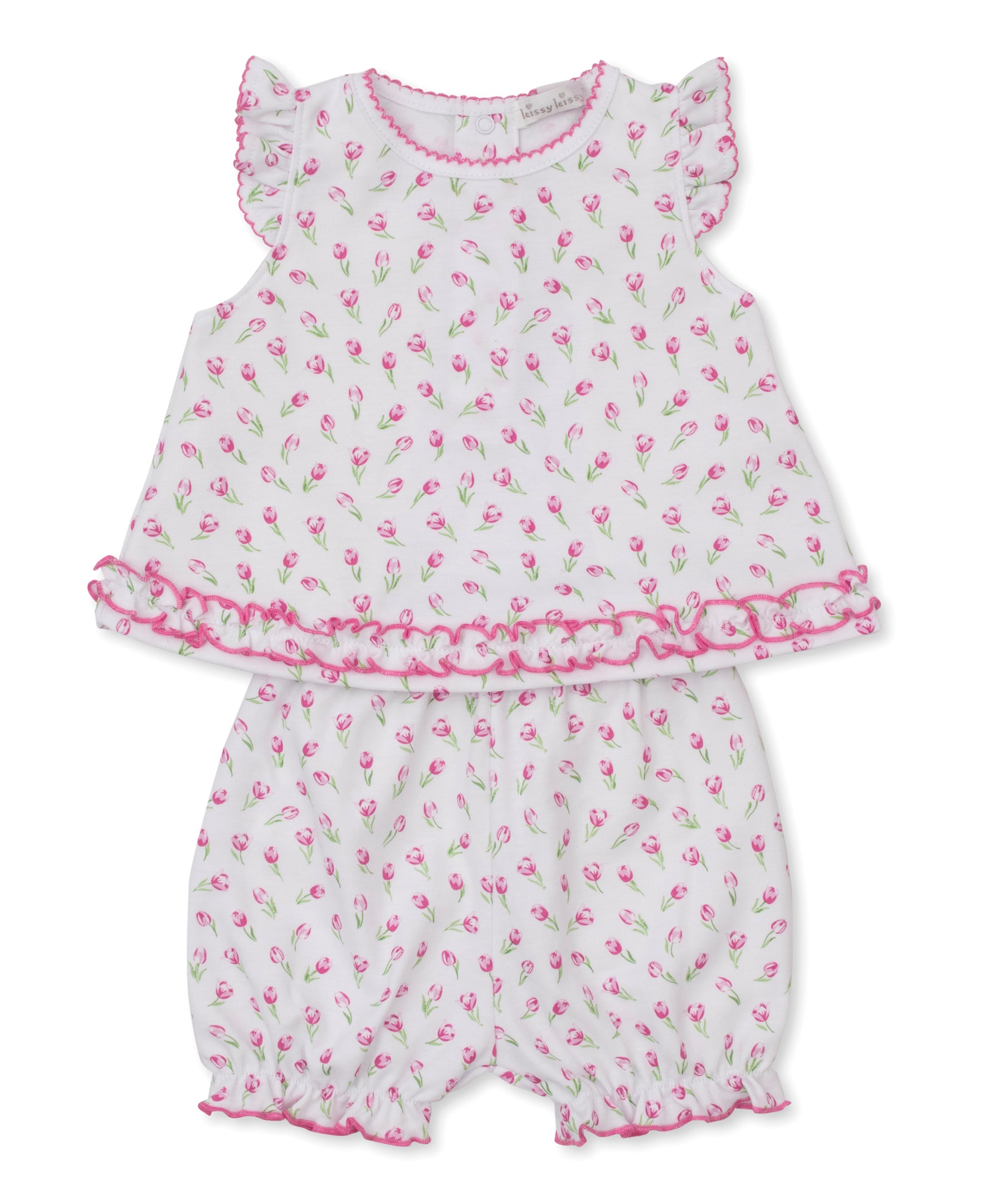 Tulip Blossoms White Sunsuit Set - Kissy Kissy