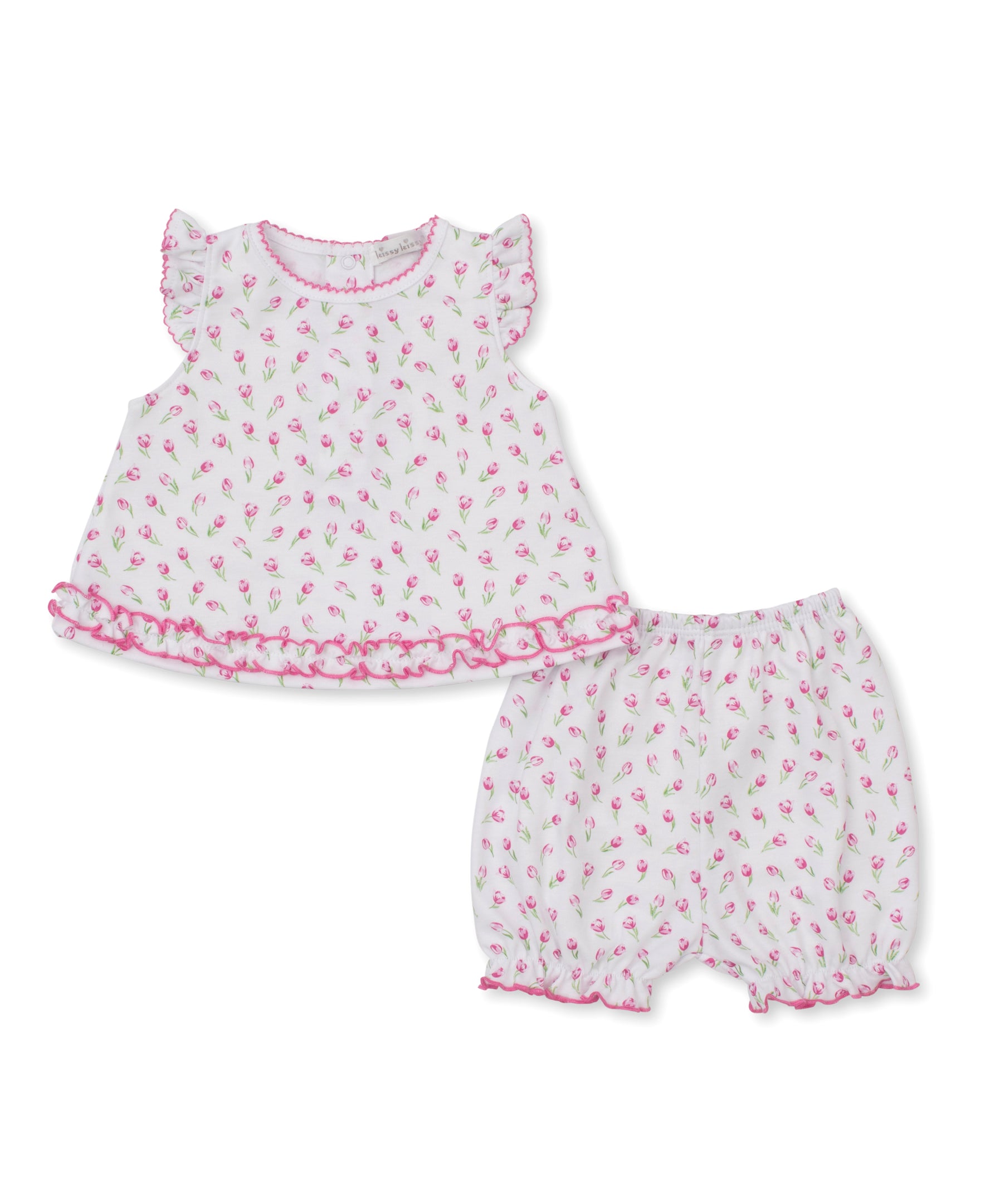 Tulip Blossoms White Sunsuit Set - Kissy Kissy