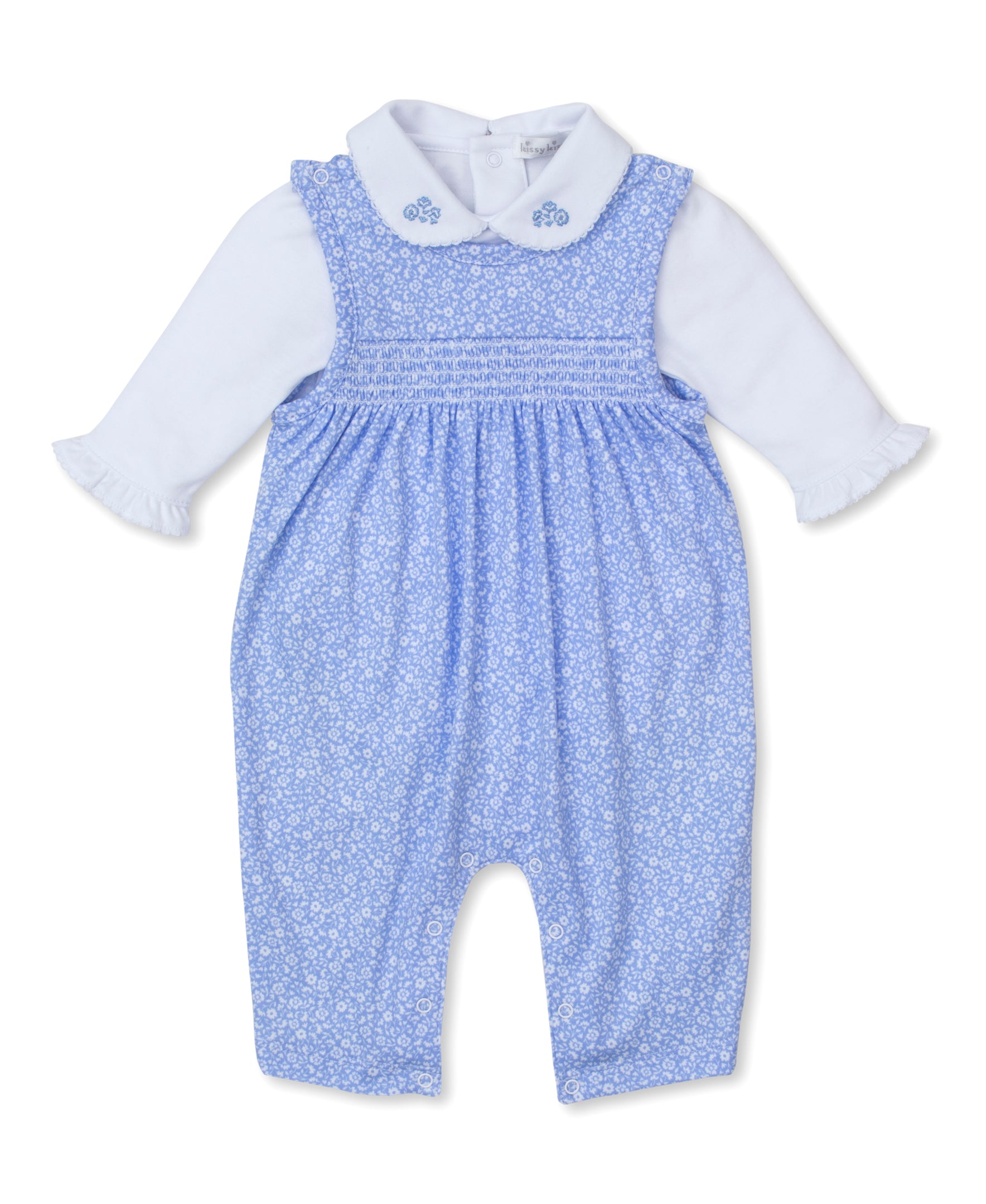 Fall Flower Patch Blue Overall Set - Kissy Kissy