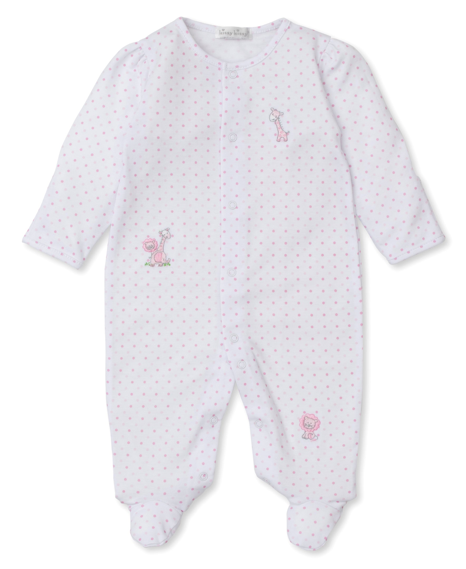 Gingham Jungle Pink Dotted Footie - Kissy Kissy