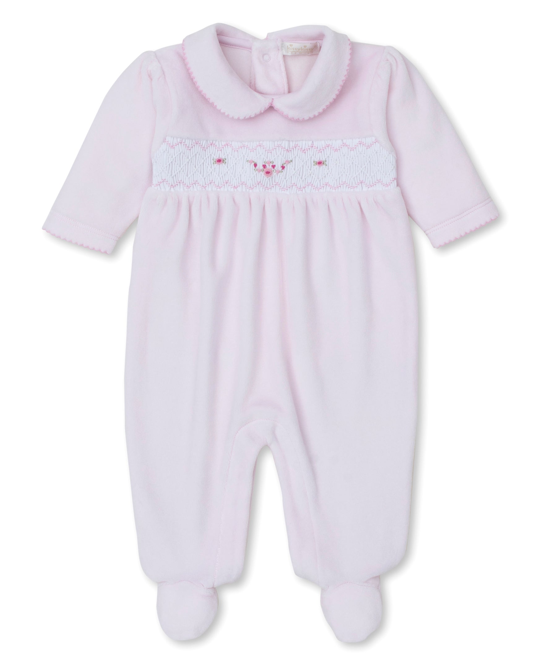 CLB Fall Medley 24 Pink Hand Smocked Velour Footie