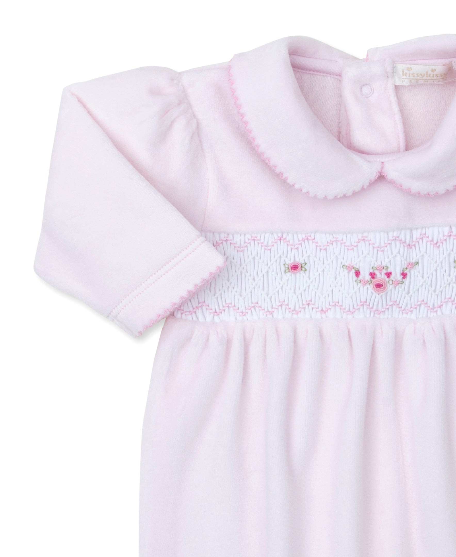 CLB Fall Medley 24 Pink Hand Smocked Velour Footie