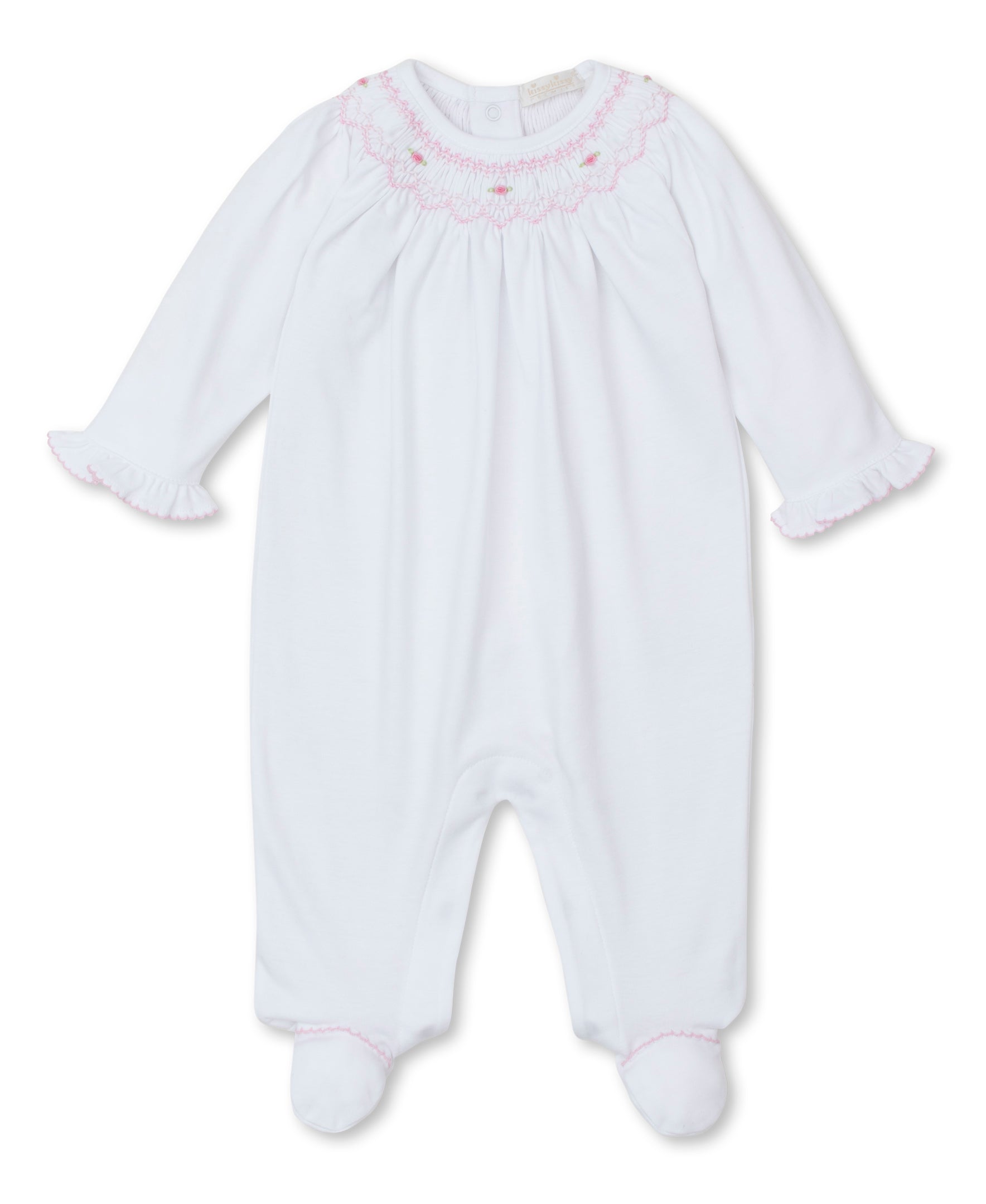 CLB Fall Bishop 24 White/Pink Hand Smocked Footie