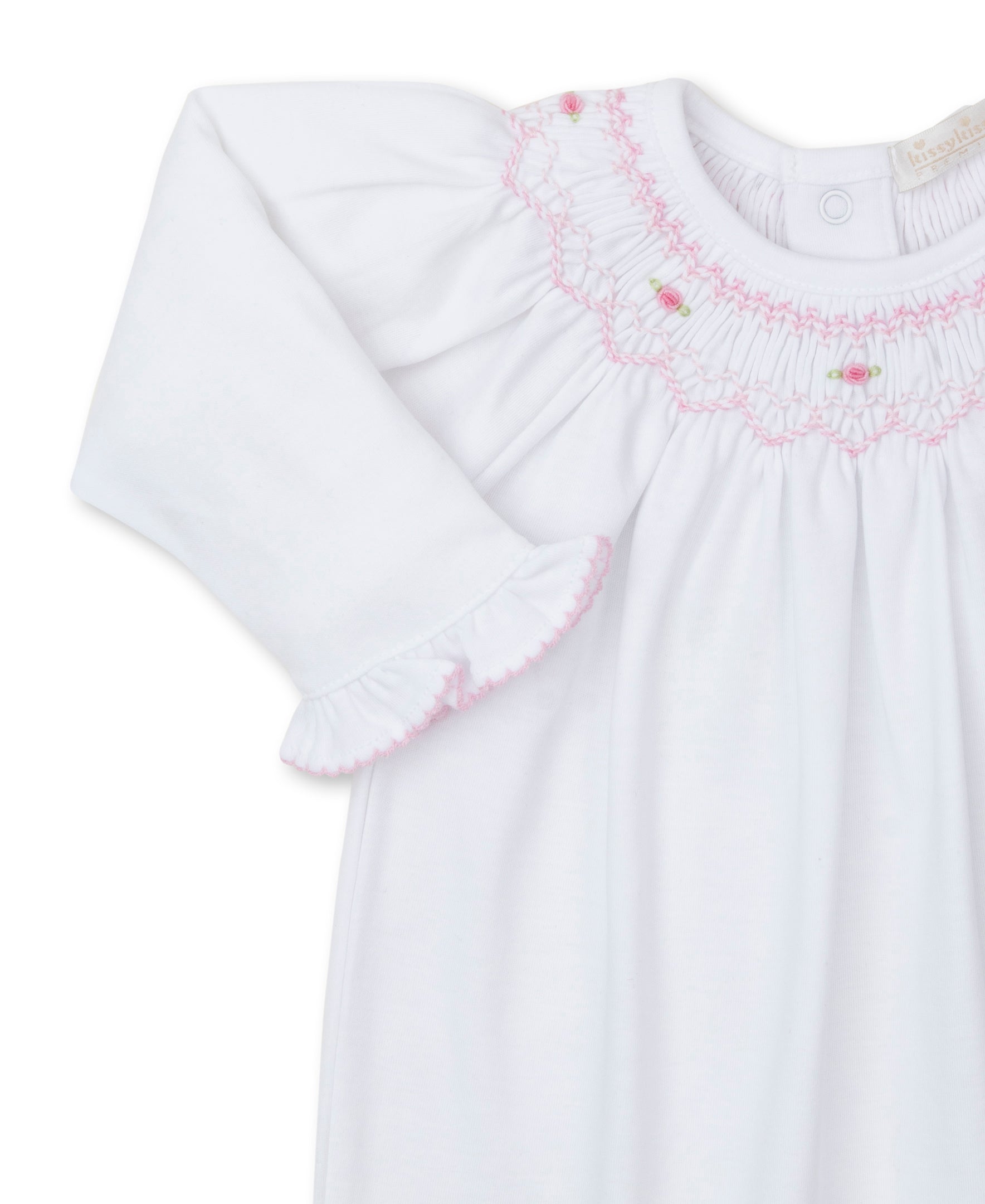 CLB Fall Bishop 24 White/Pink Hand Smocked Footie