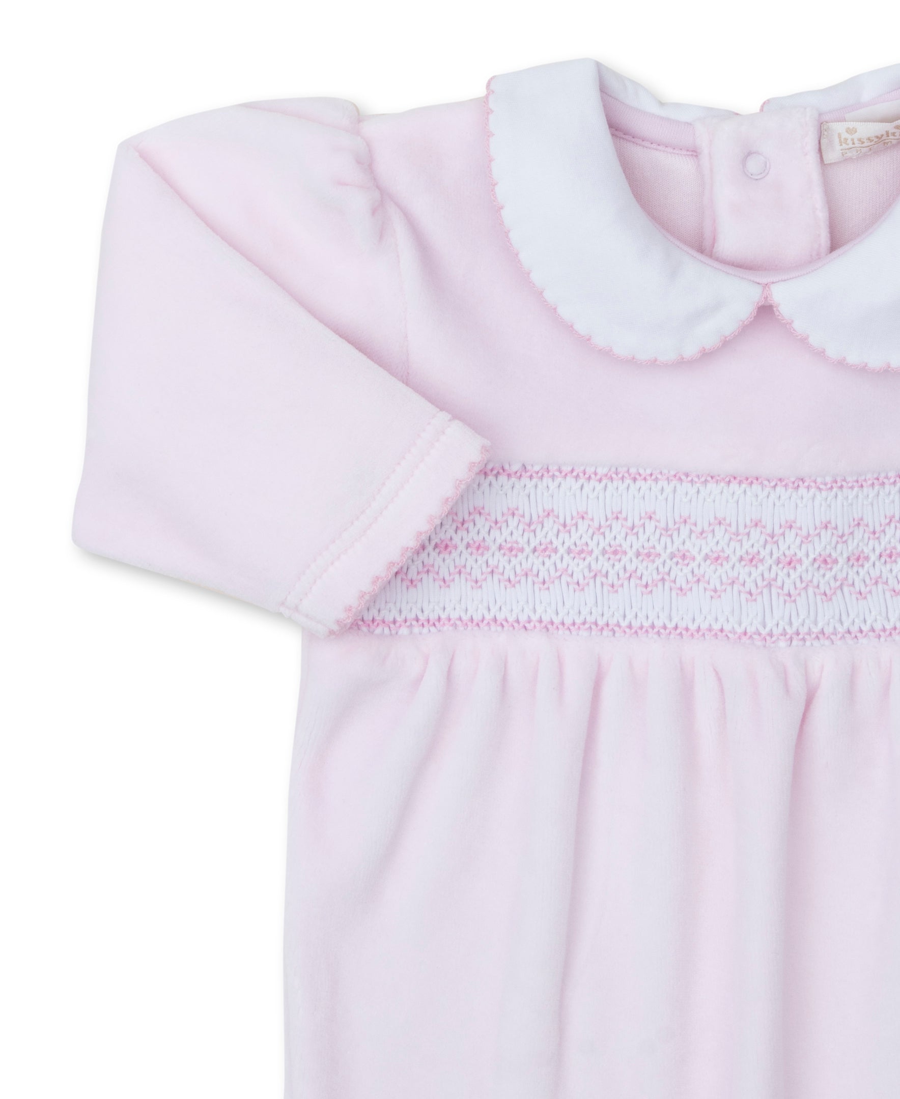 CLB Fall 24 Pink Hand Smocked Velour Footie