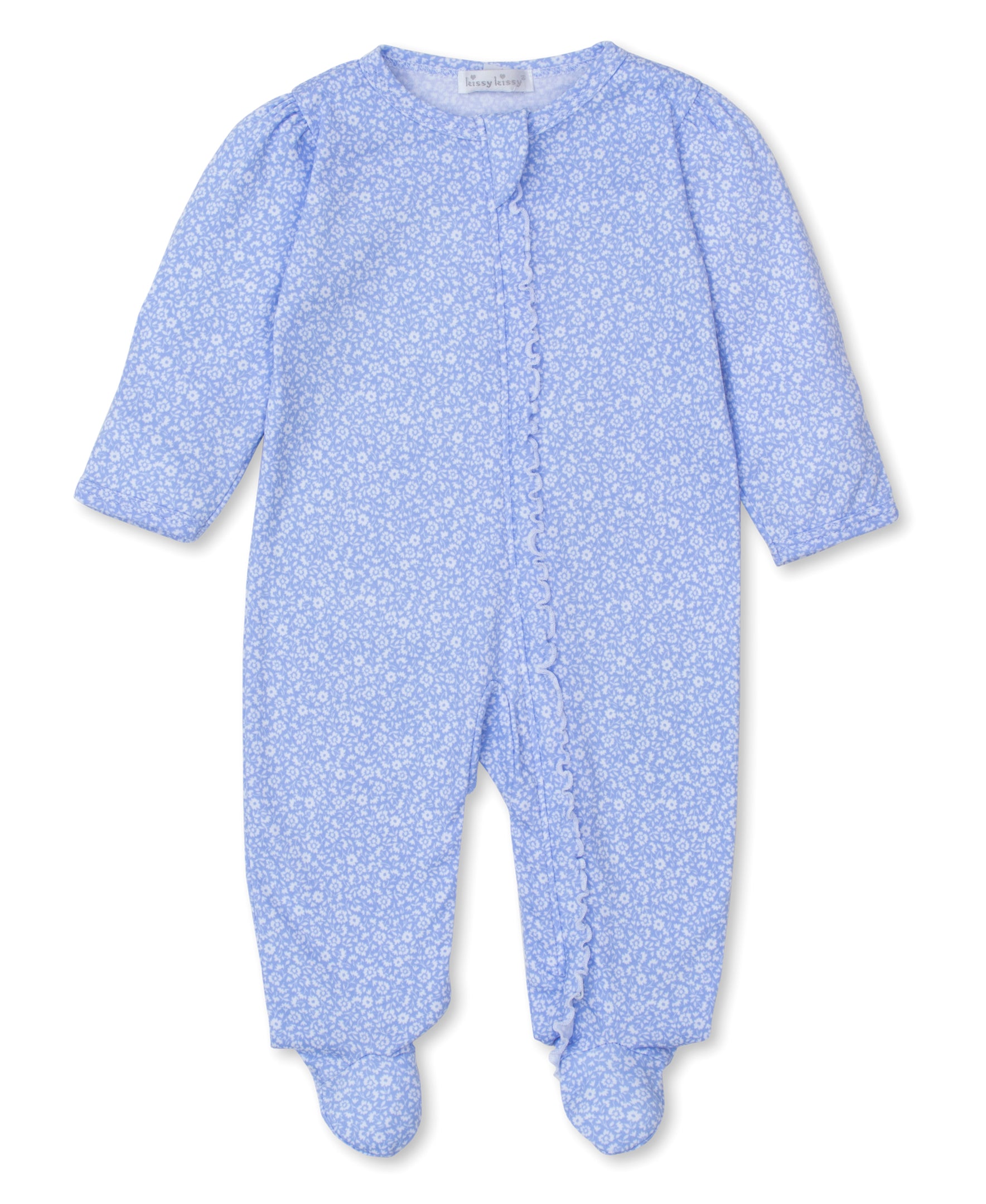 Fall Flower Patch Blue Zip Footie - Kissy Kissy