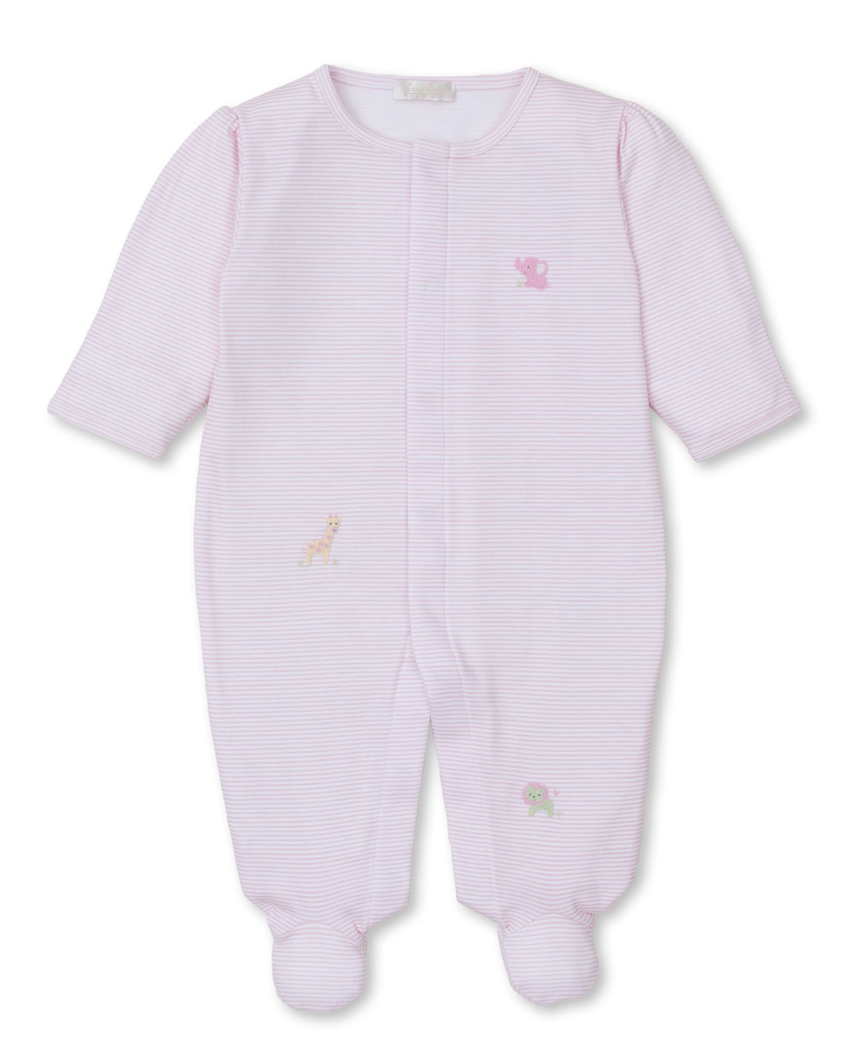 SCE Jungle Mates Pink Hand Emb. Stripe Footie - Kissy Kissy