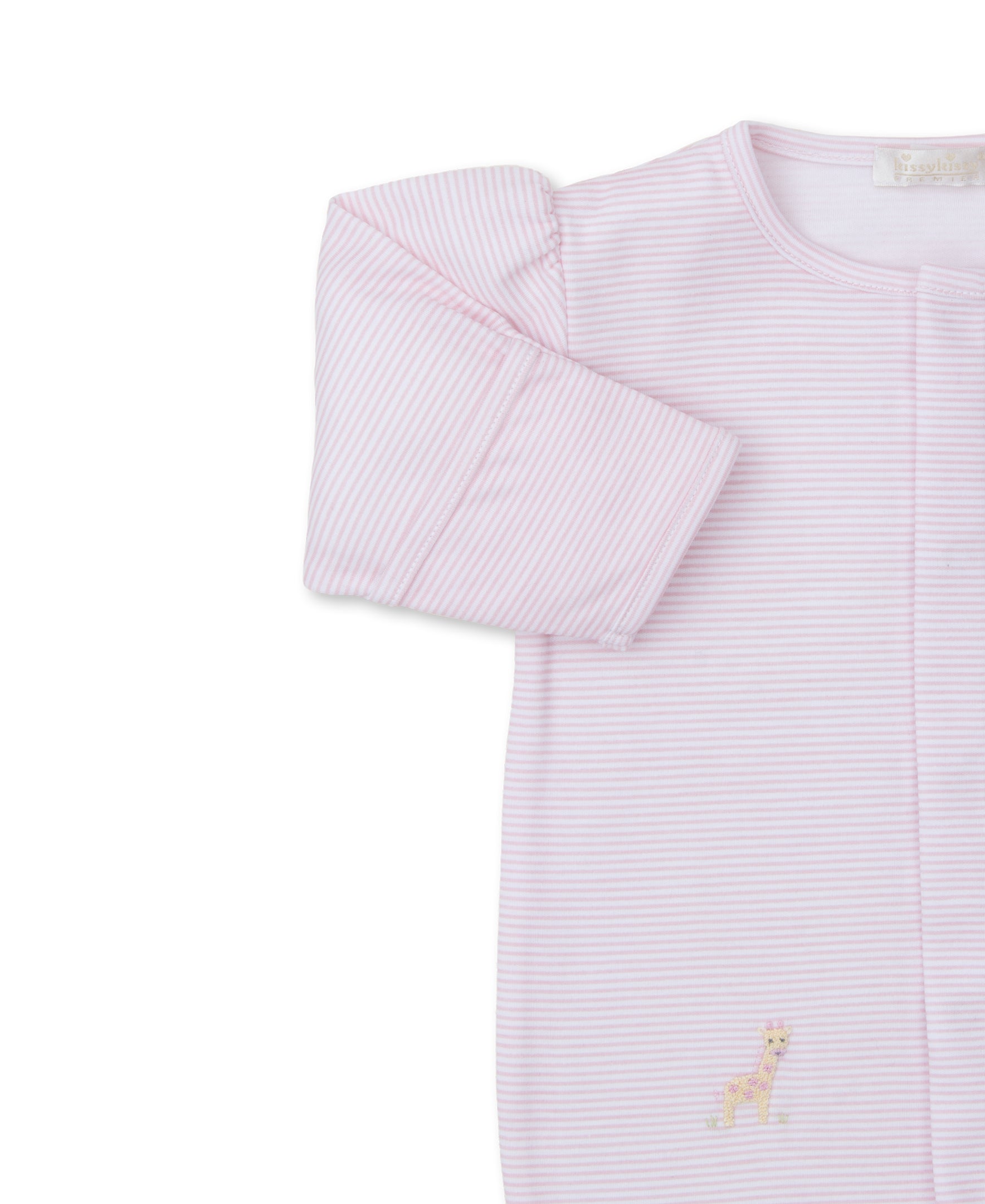 SCE Jungle Mates Pink Hand Emb. Stripe Footie - Kissy Kissy