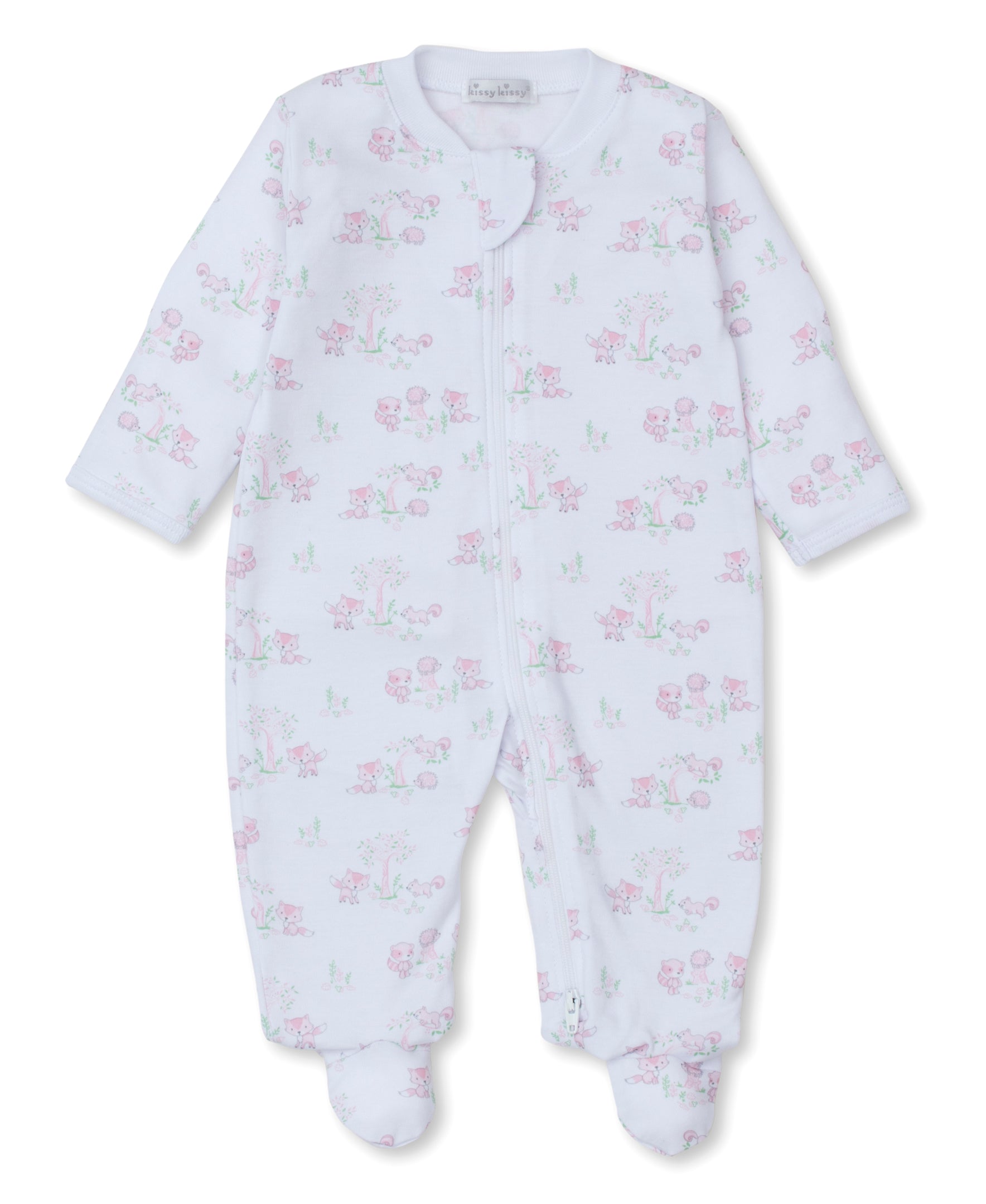 Forest Fun Pink Zip Footie - Kissy Kissy