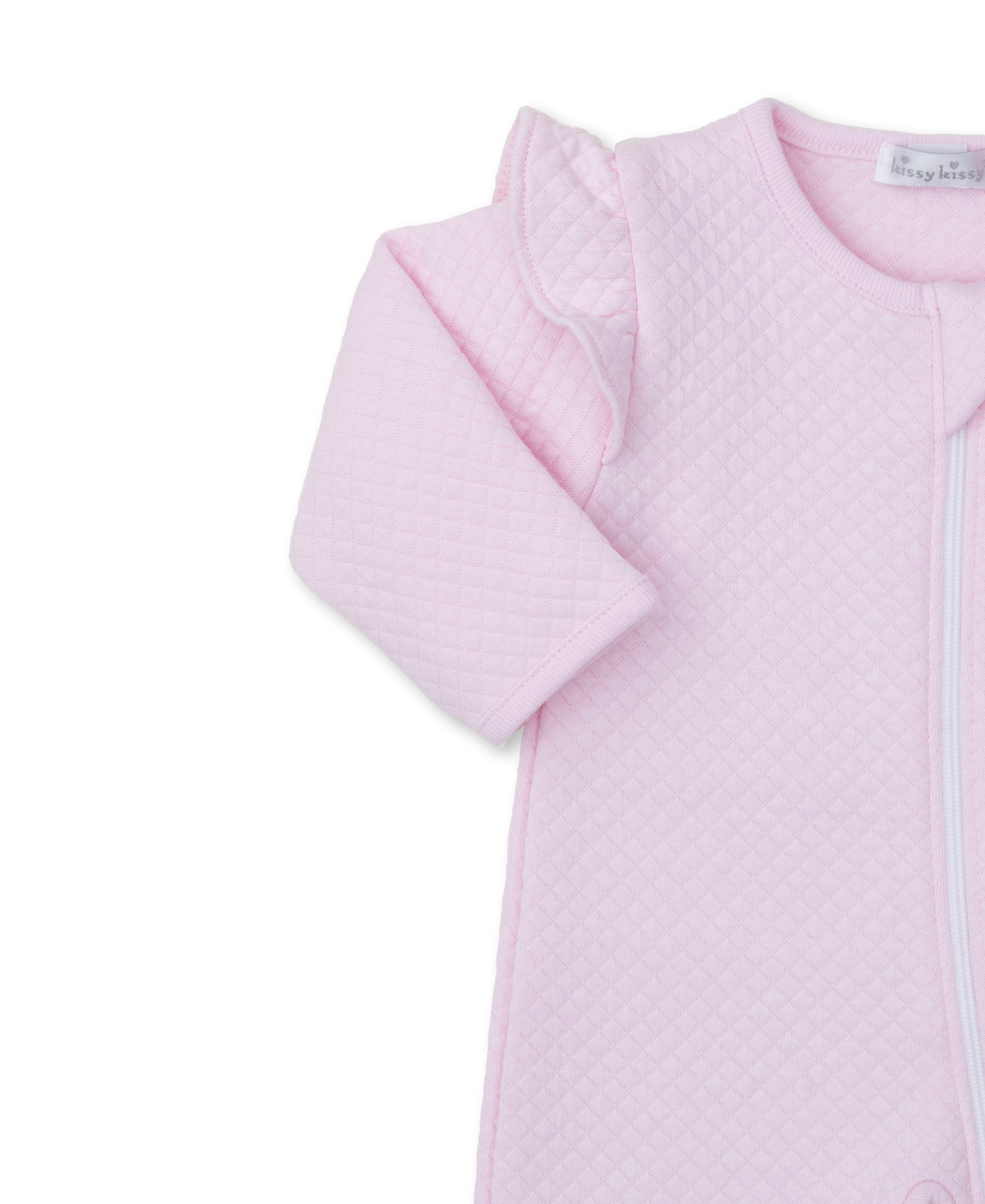 Pink Rose Scrolls Pink Jacquard Zip Footie - Kissy Kissy