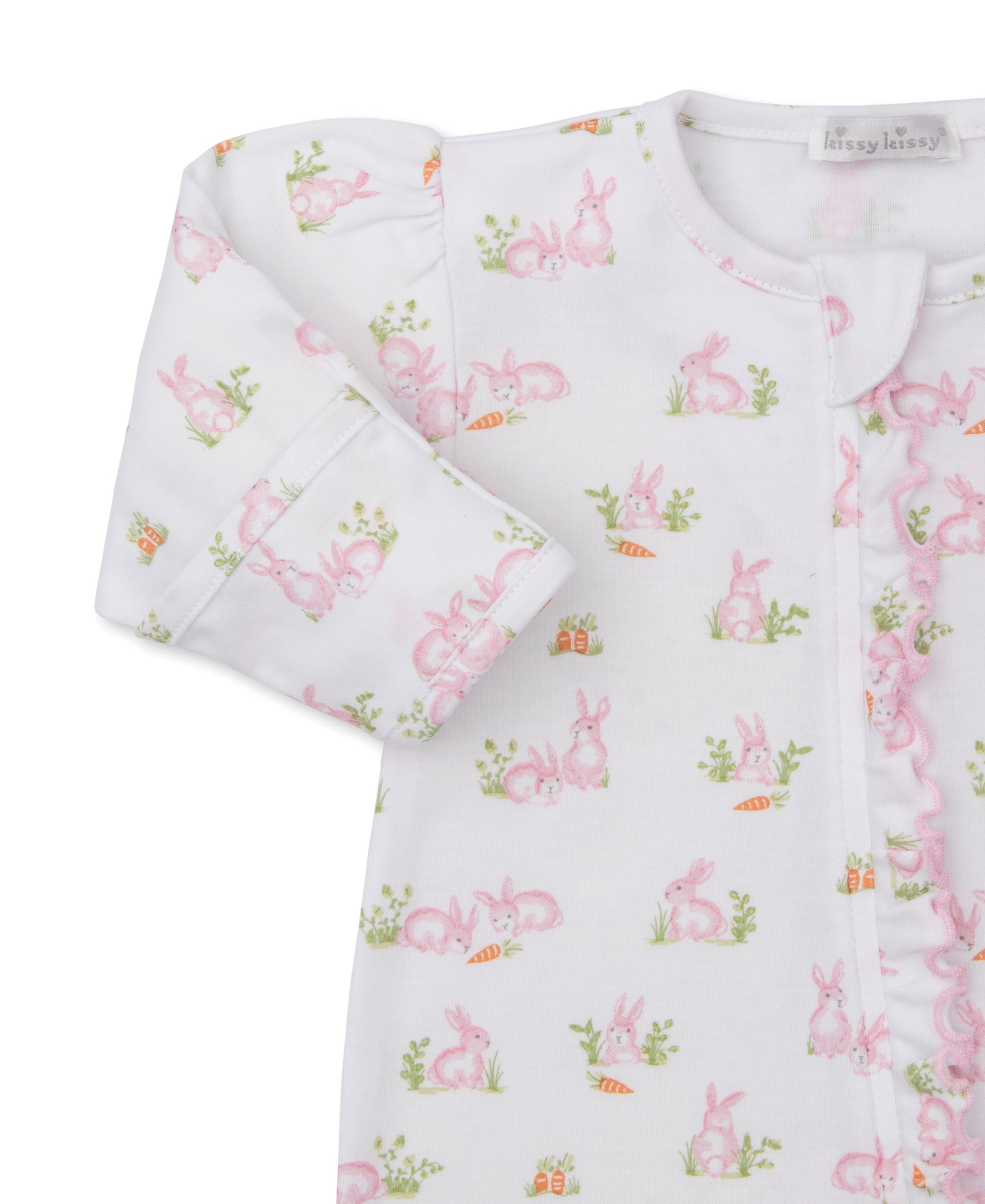 Baby Bunny Patch Pink Zip Footie - Kissy Kissy