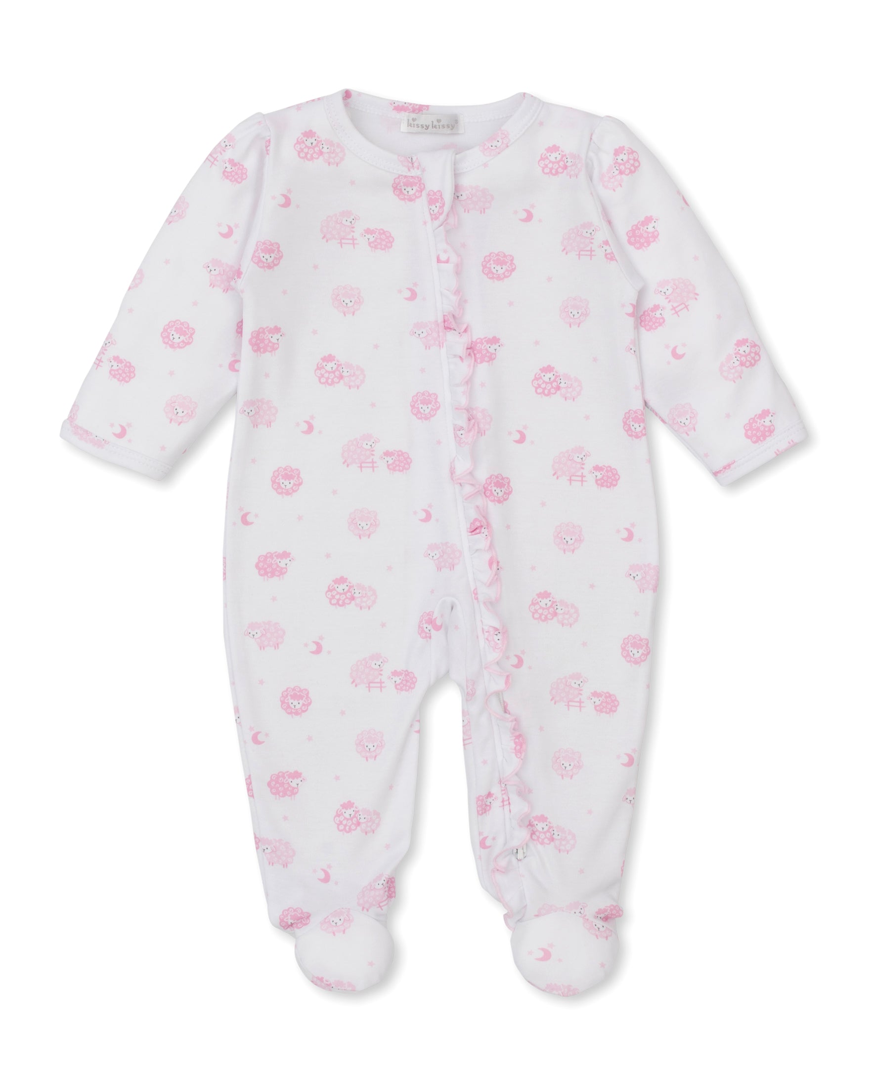 Baa Baa Baby Sheep Pink Zip Footie - Kissy Kissy