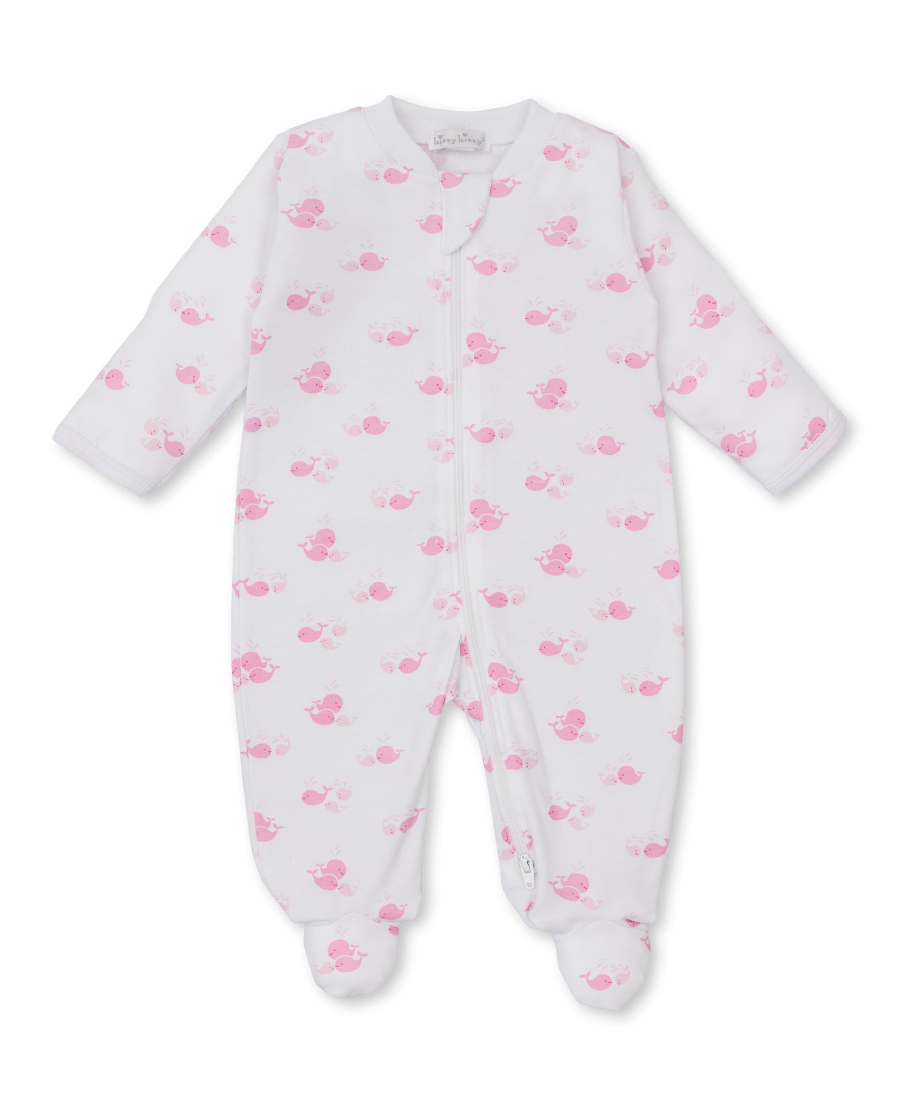 Whale Wonder Pink Zip Footie - Kissy Kissy