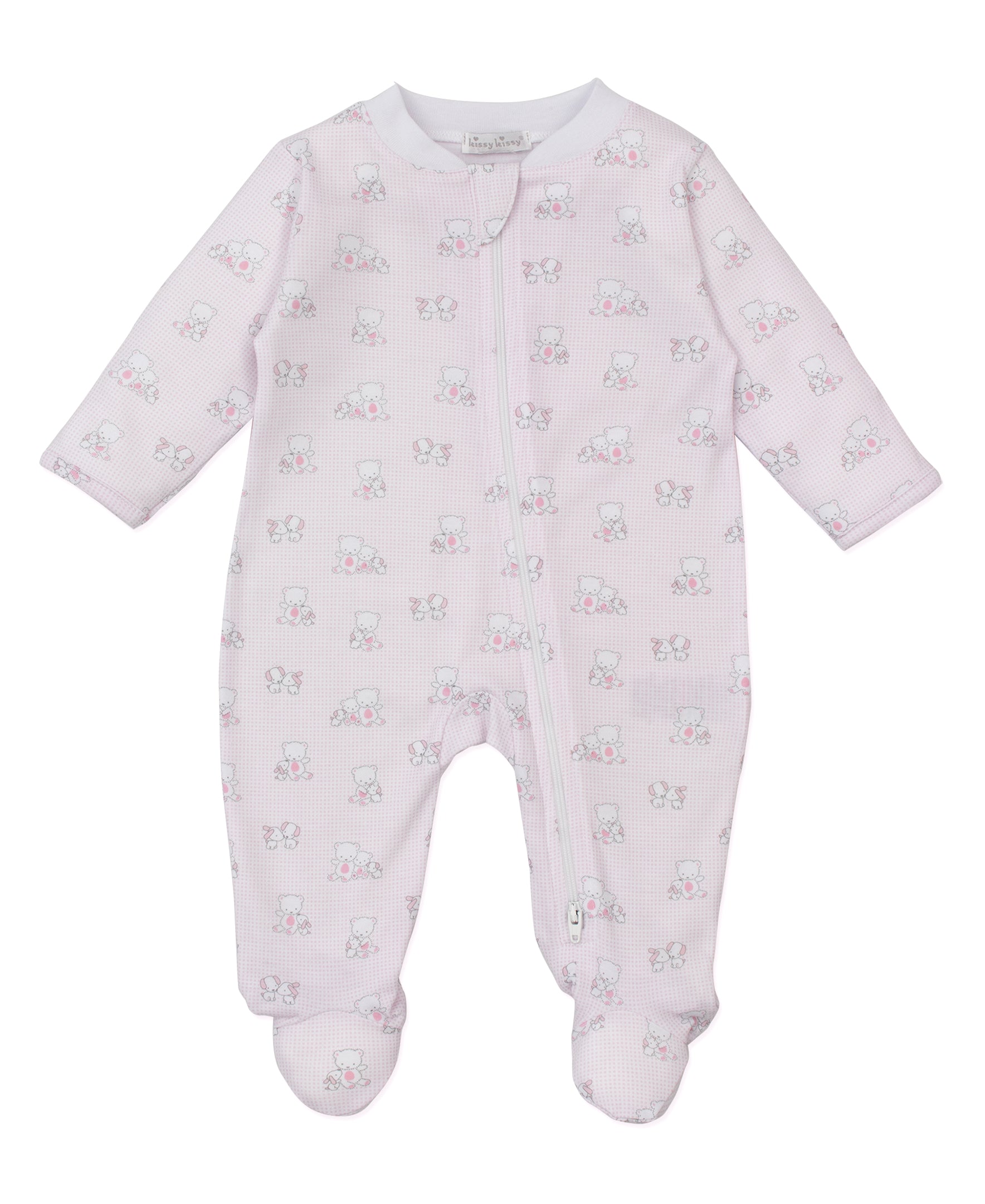 Beary Besties Pink Zip Footie - Kissy Kissy