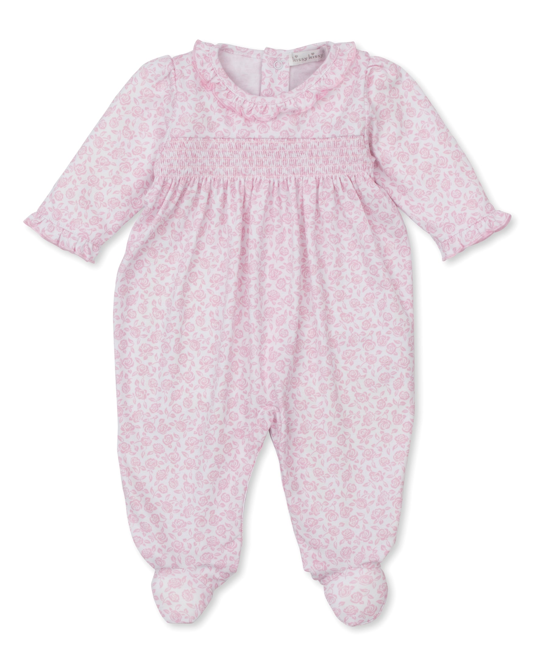 Summer Gardens Pink Smocked Footie - Kissy Kissy