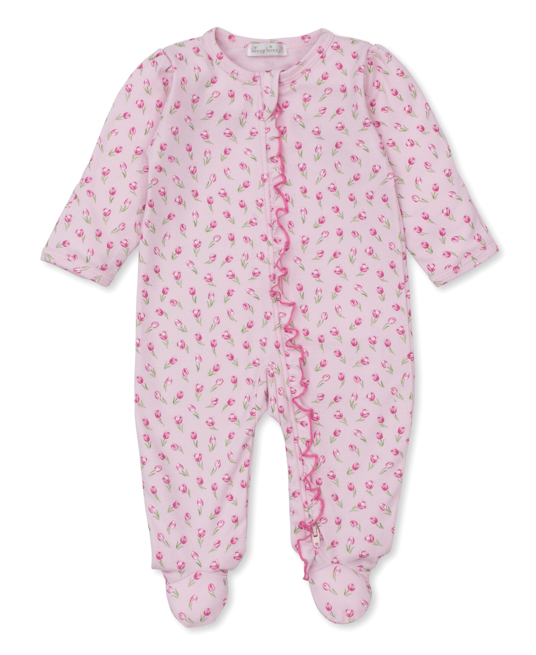 Tulip Blossoms Pink Zip Footie - Kissy Kissy