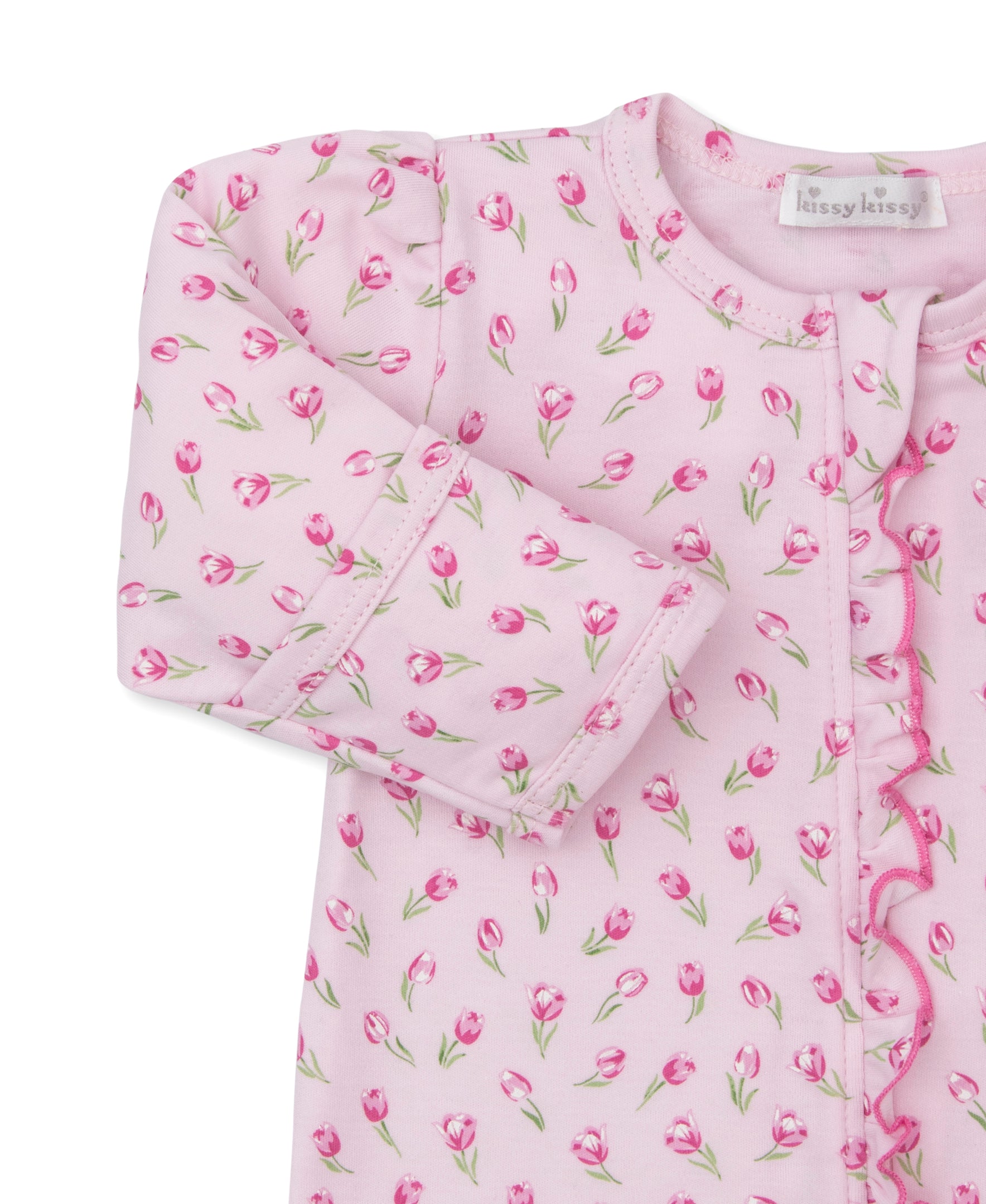 Tulip Blossoms Pink Zip Footie - Kissy Kissy