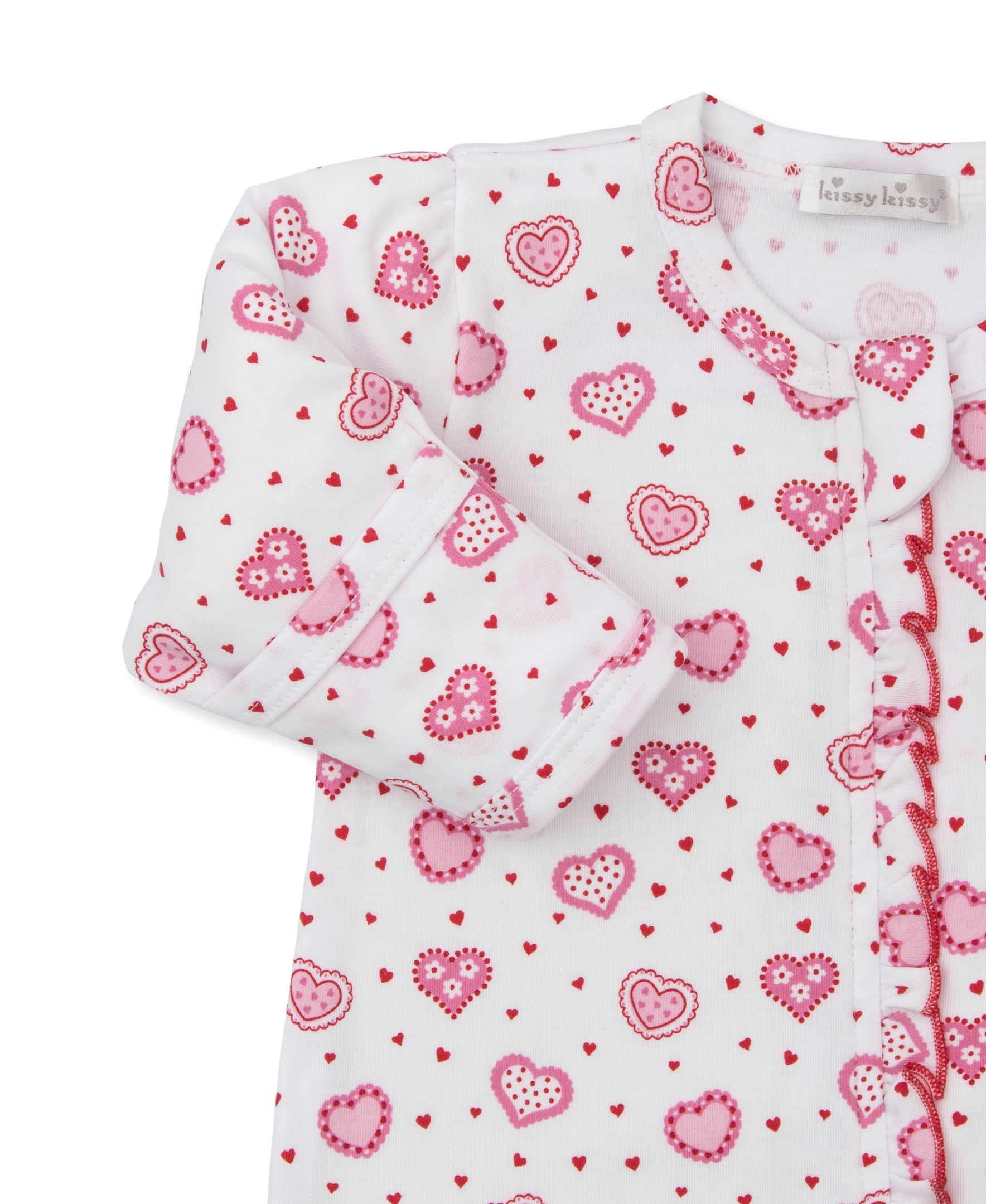 Heartfelt Hearts Zip Footie - Kissy Kissy