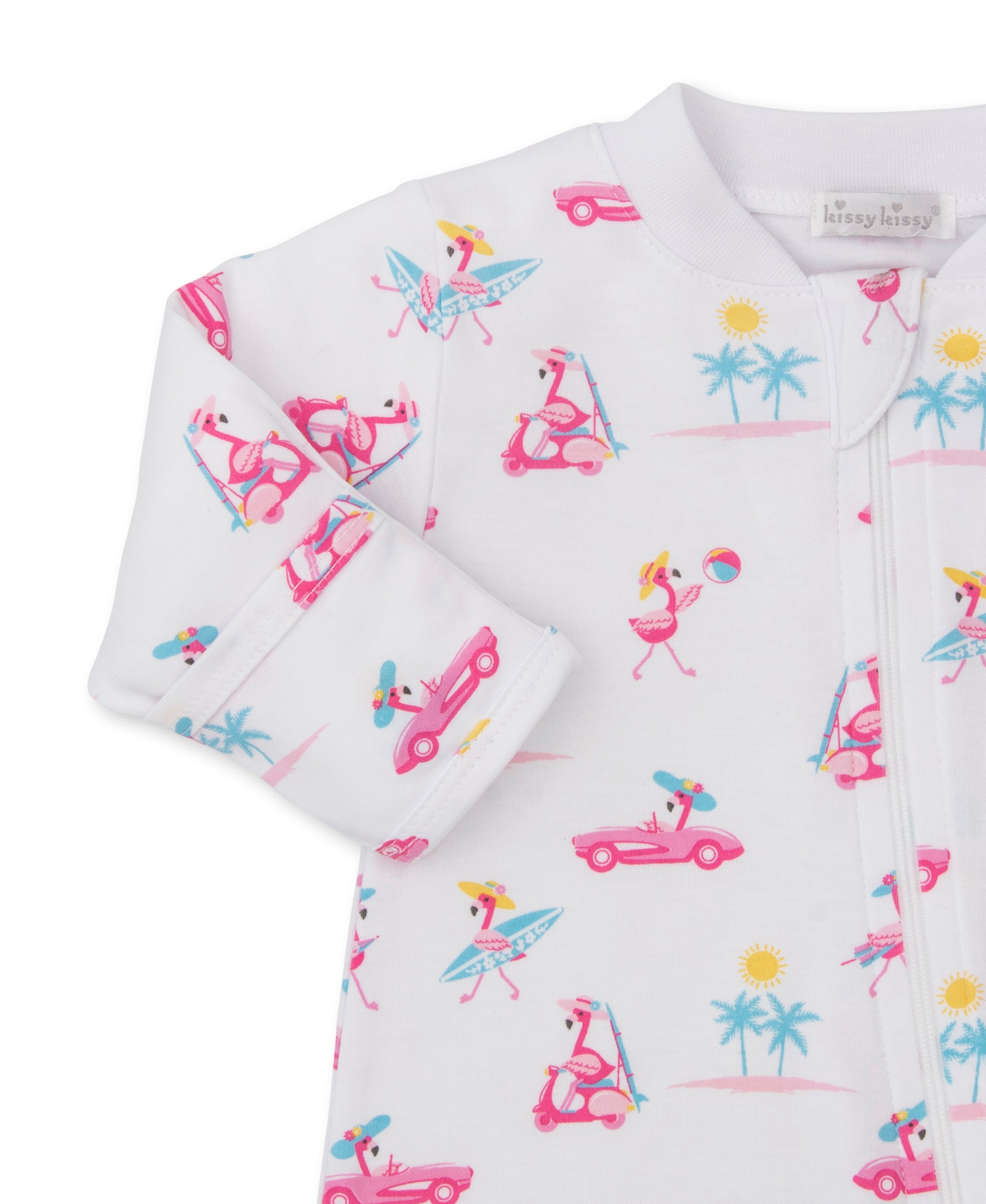 Flamingos Surfs Up Zip Footie - Kissy Kissy