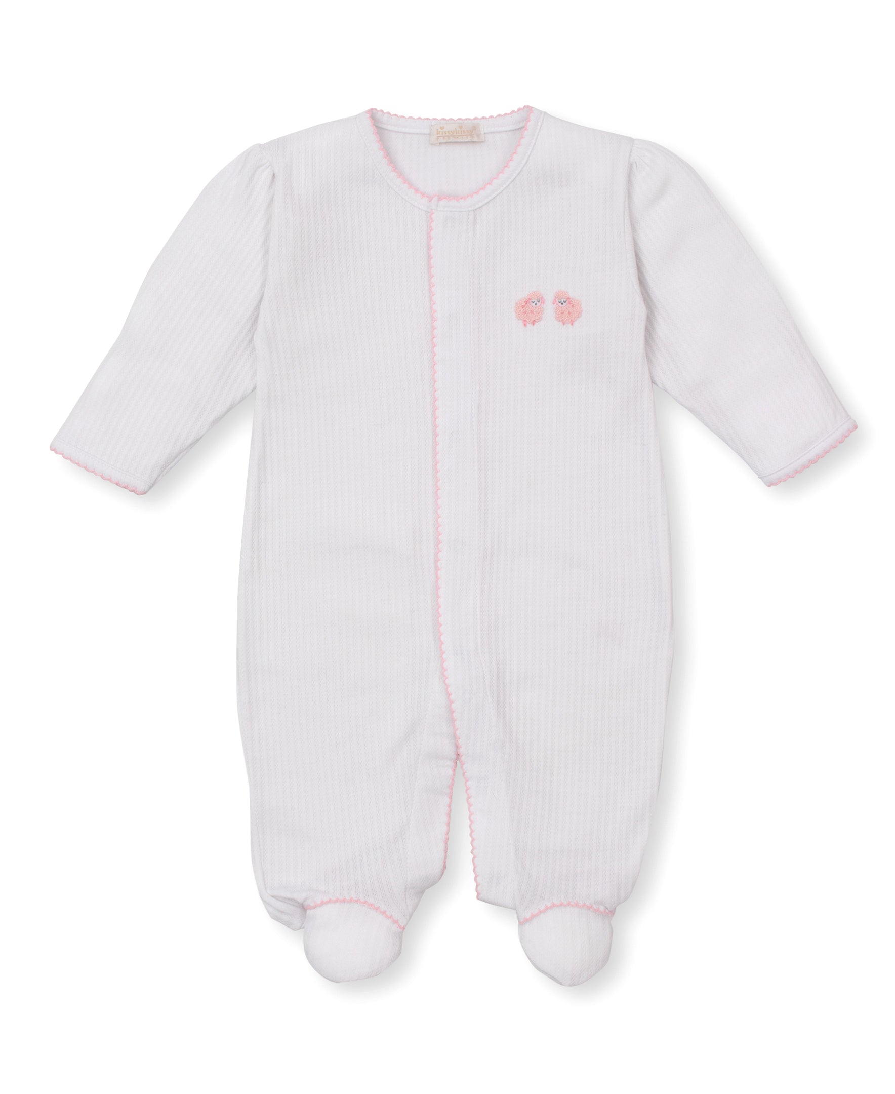 Premier Baa Baa Baby Sheep Pink Hand Emb. Footie - Kissy Kissy