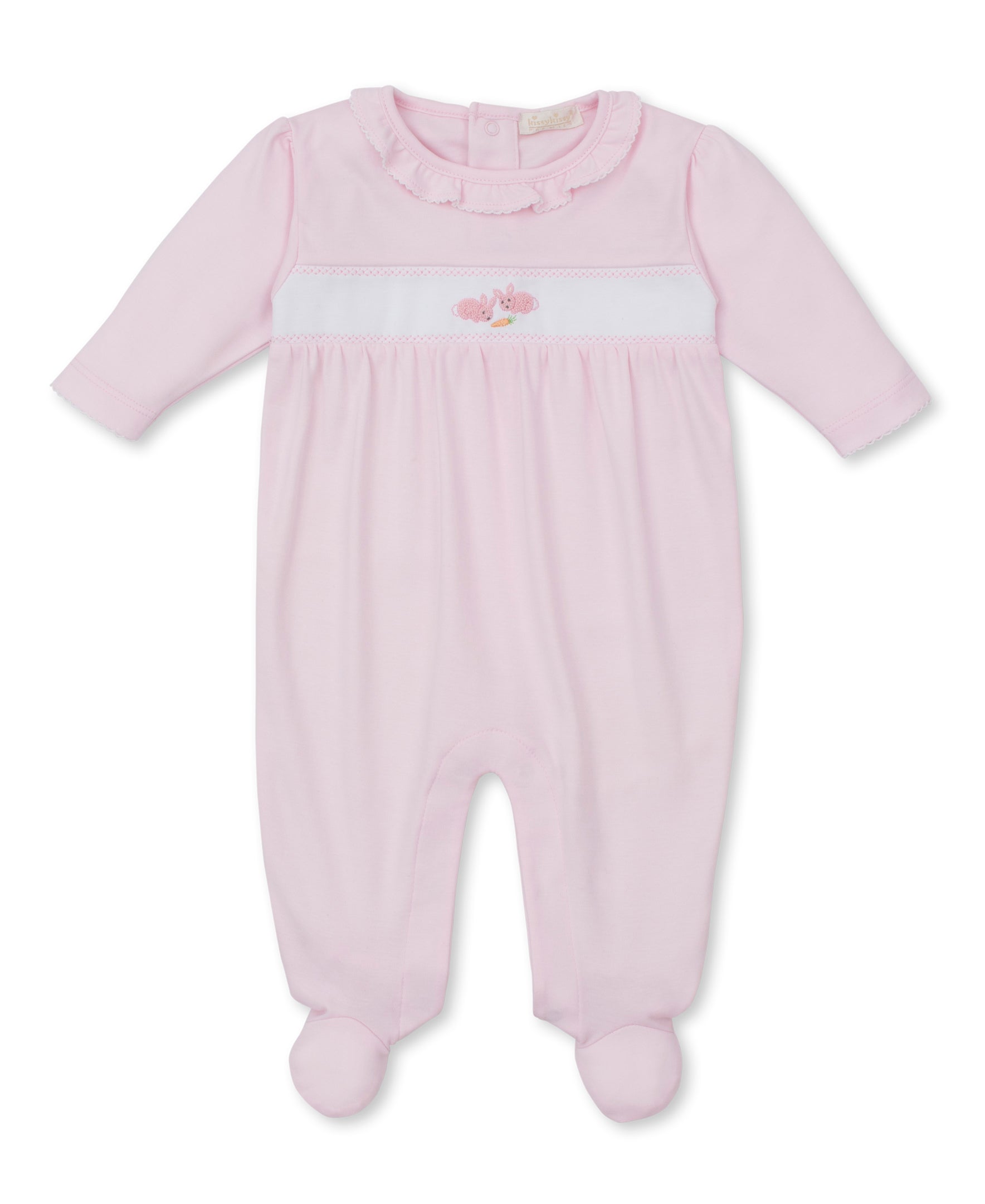 Premier Baby Bunny Patch Pink Hand Emb. Footie - Kissy Kissy