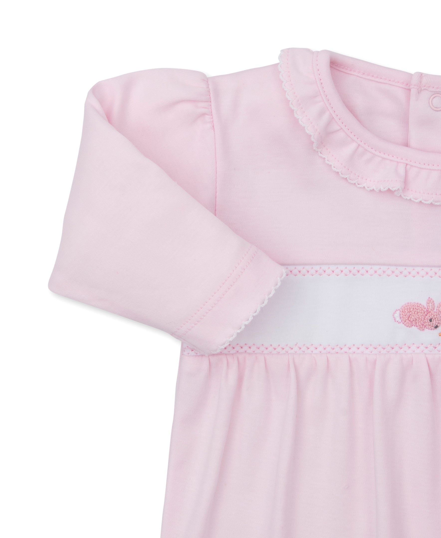 Premier Baby Bunny Patch Pink Hand Emb. Footie - Kissy Kissy