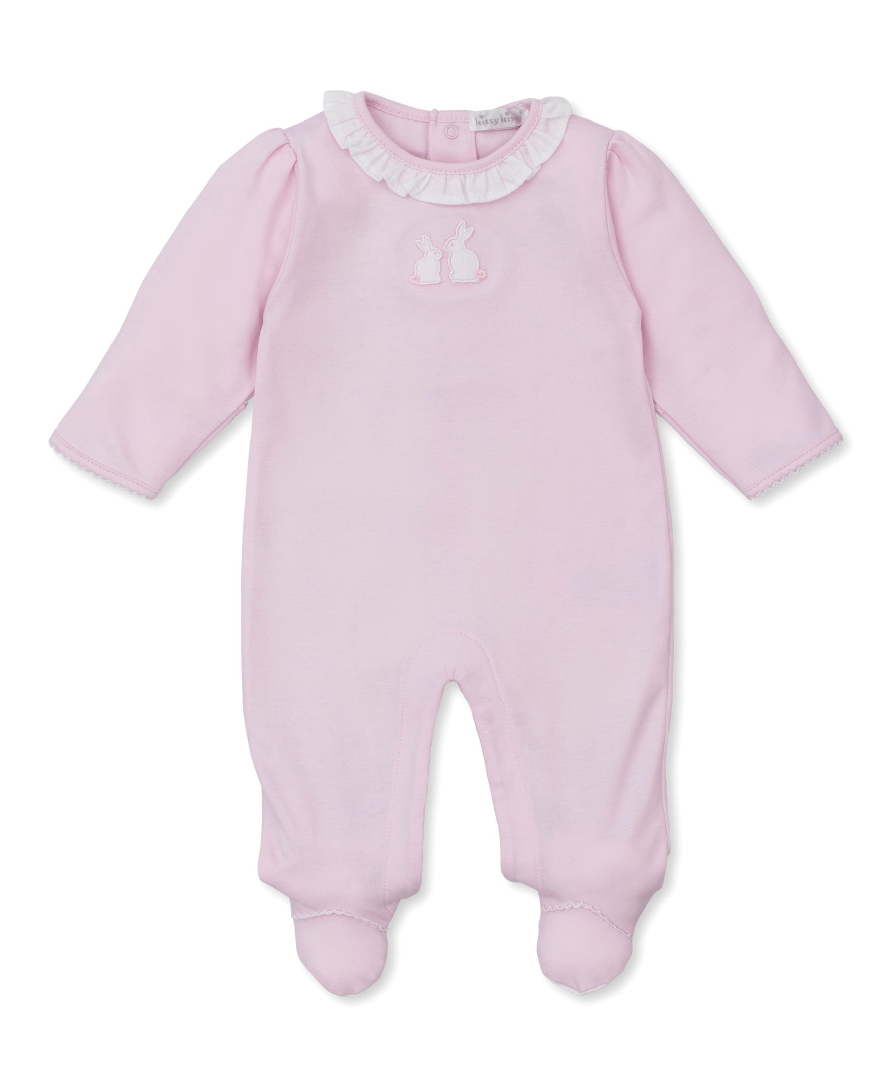 Pique Bunny Bash Pink Ruffle Footie - Kissy Kissy