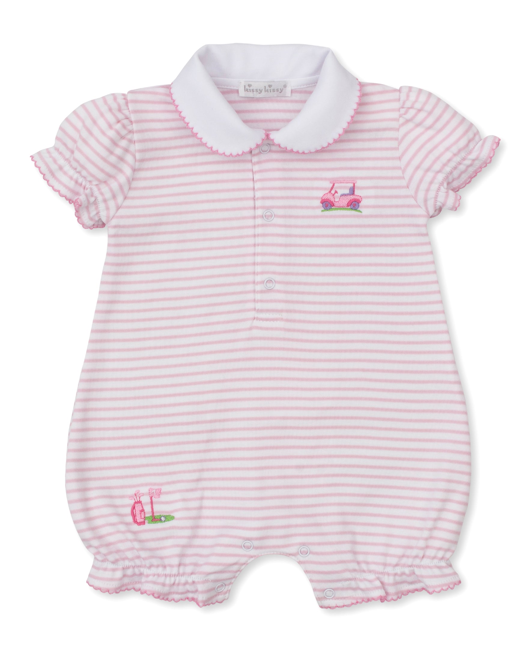 Fairway Foursome Pink Stripe Short Playsuit - Kissy Kissy