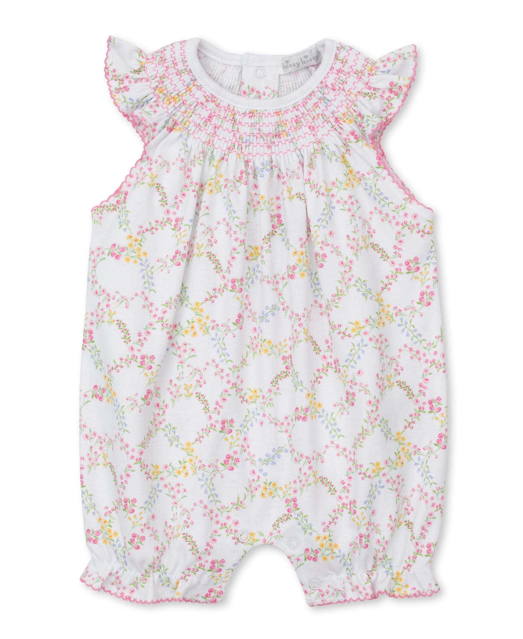 Garden Trellis Short Smocked Playsuit - Kissy Kissy