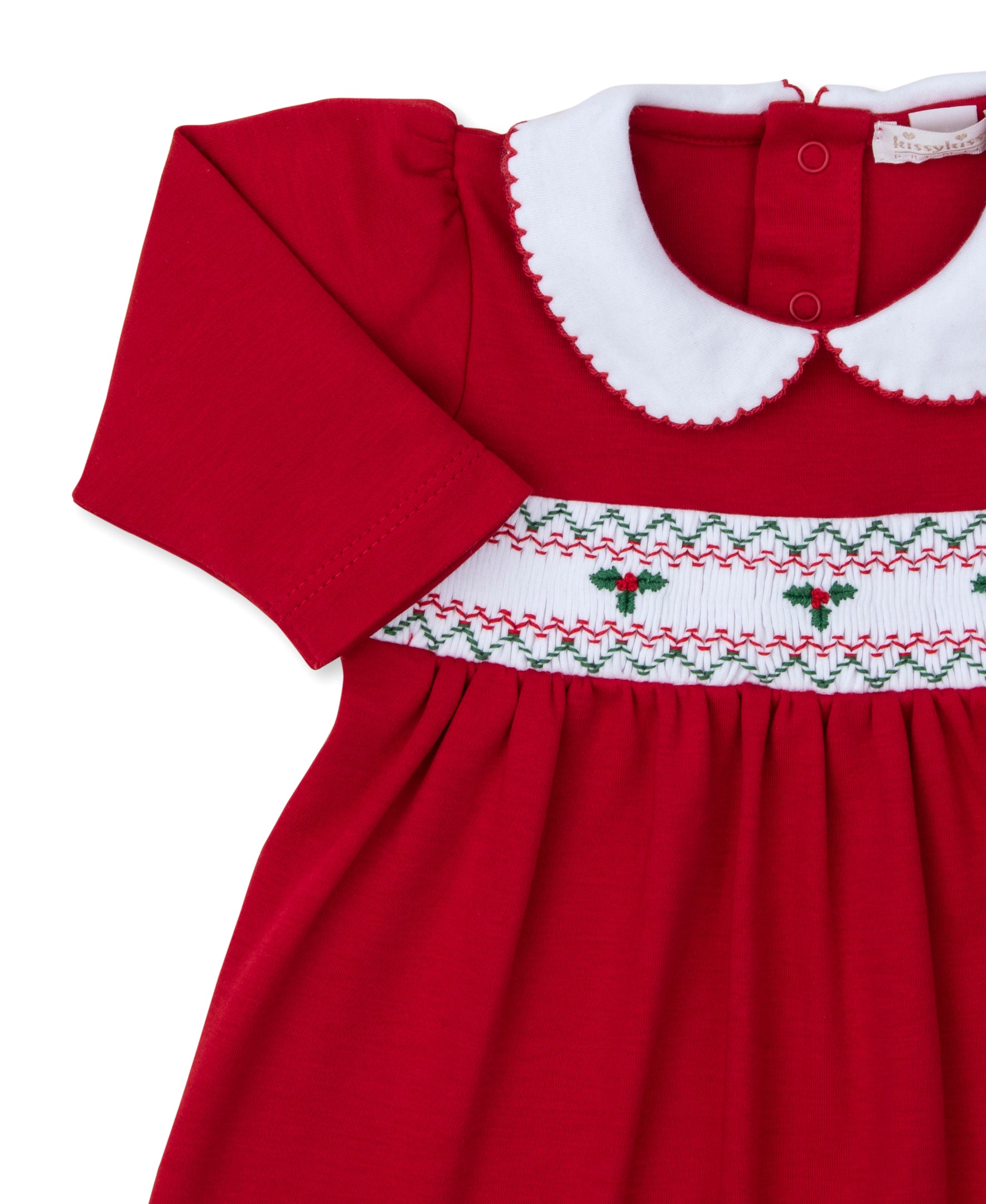 CLB Holiday Medley 24 Red Hand Smocked Mistletoe Dress Set - Kissy Kissy